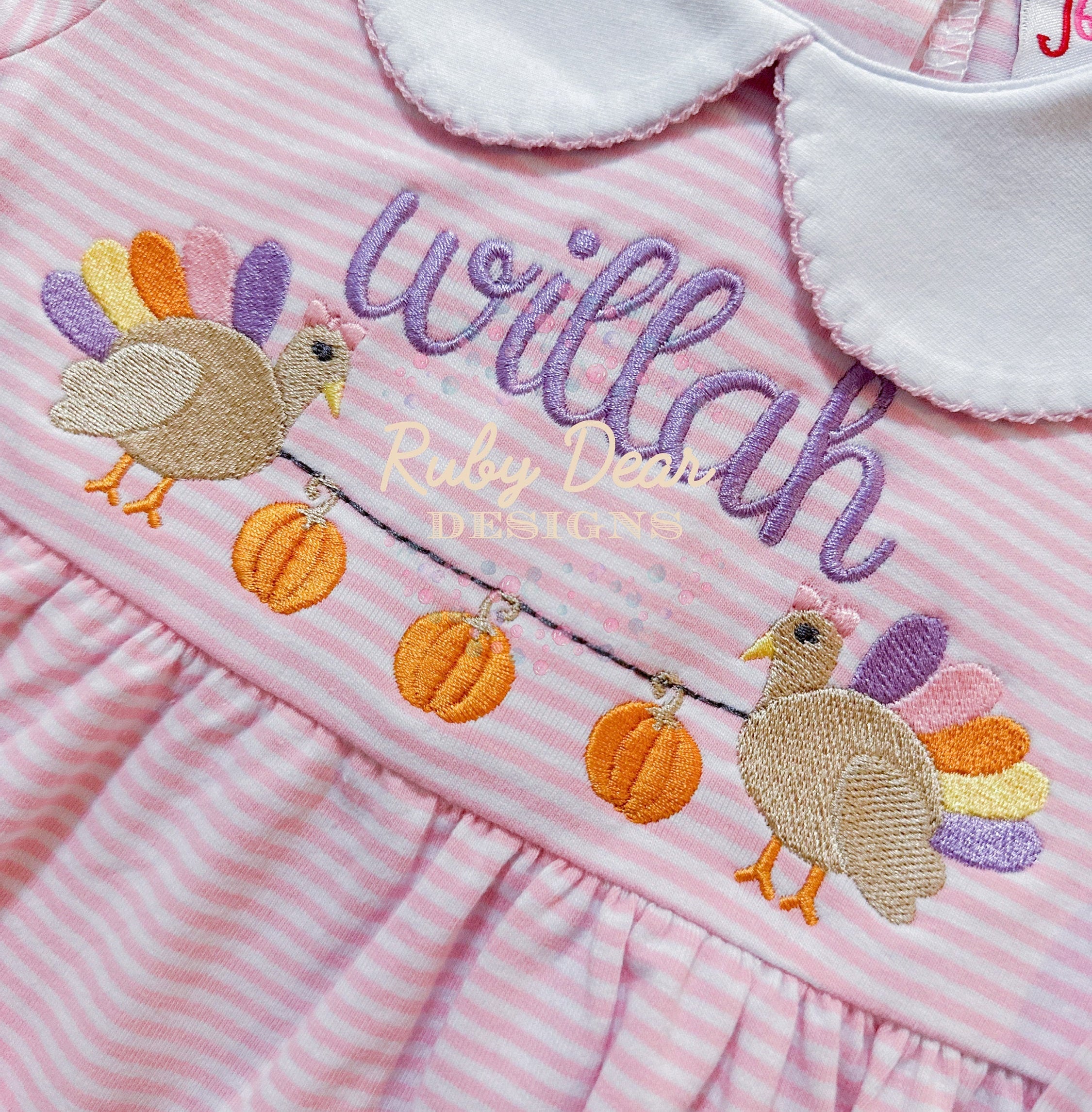 Turkey Girl Swag Satin and Fill Stitch Machine Embroidery Design