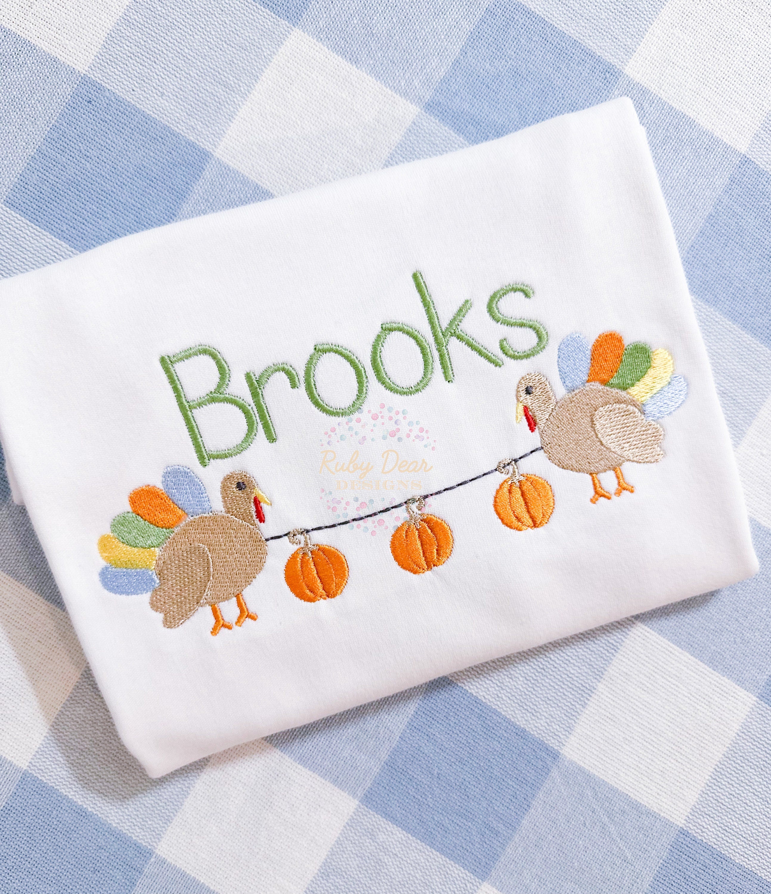 Turkey Boy Swag Satin and Fill Stitch Machine Embroidery Design