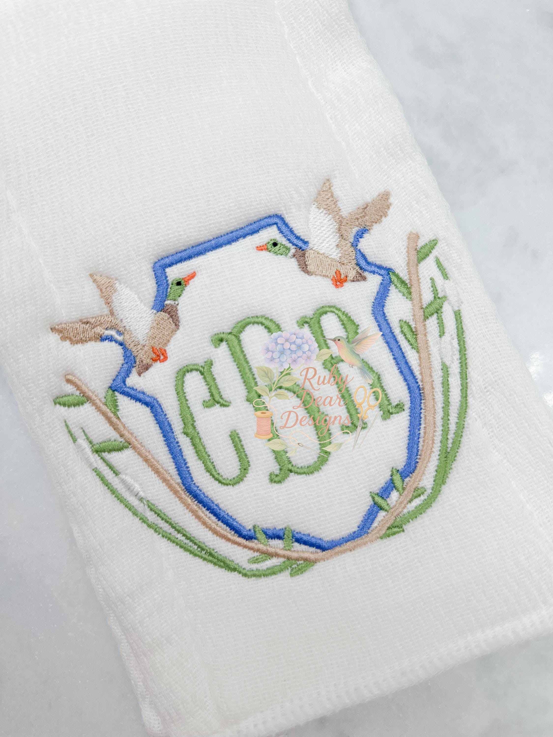 Mallard Ducks Flying Crest Fill and Satin Stitch Machine Embroidery Design