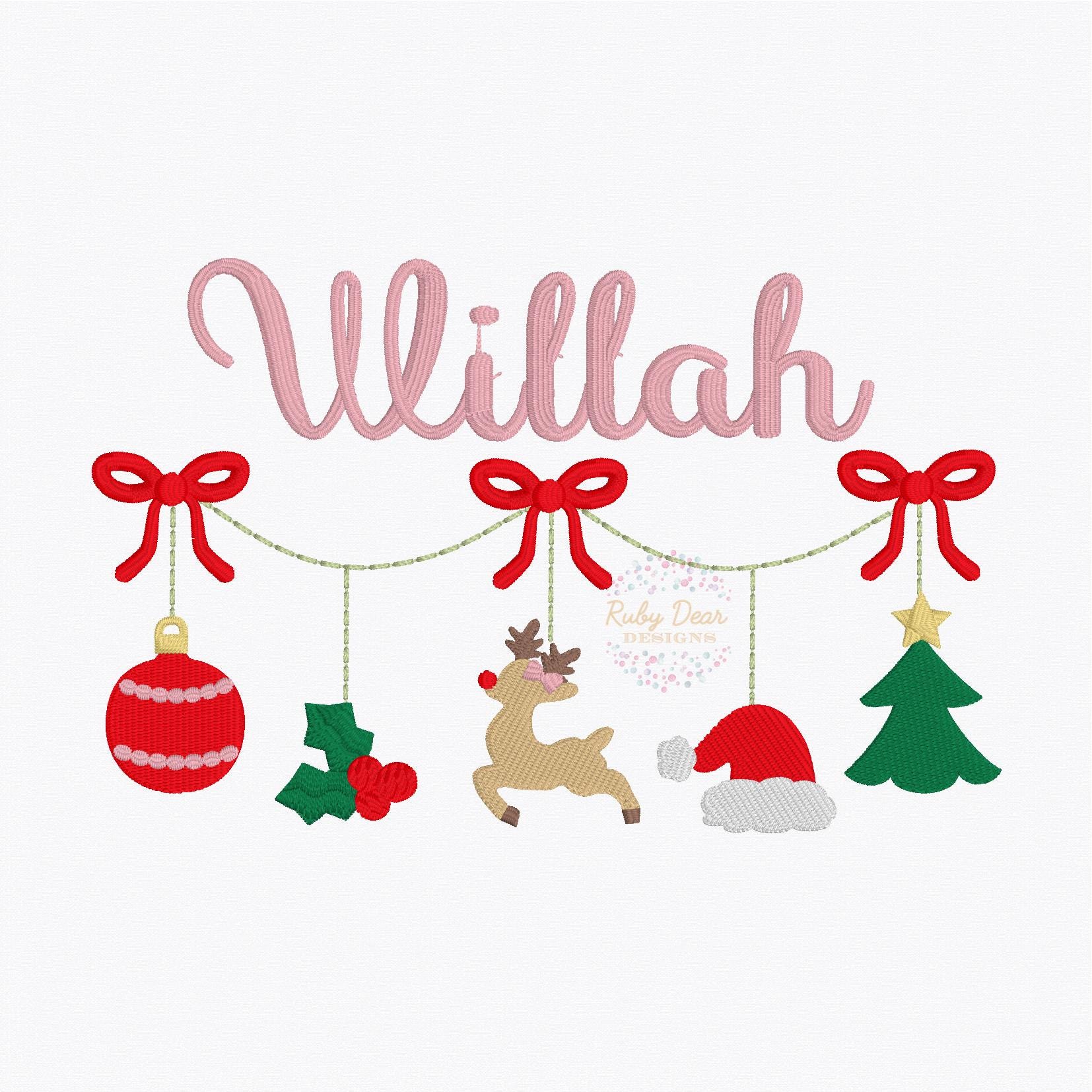 Christmas Mini Things Satin Swag and Fill Stitch Machine Embroidery Design