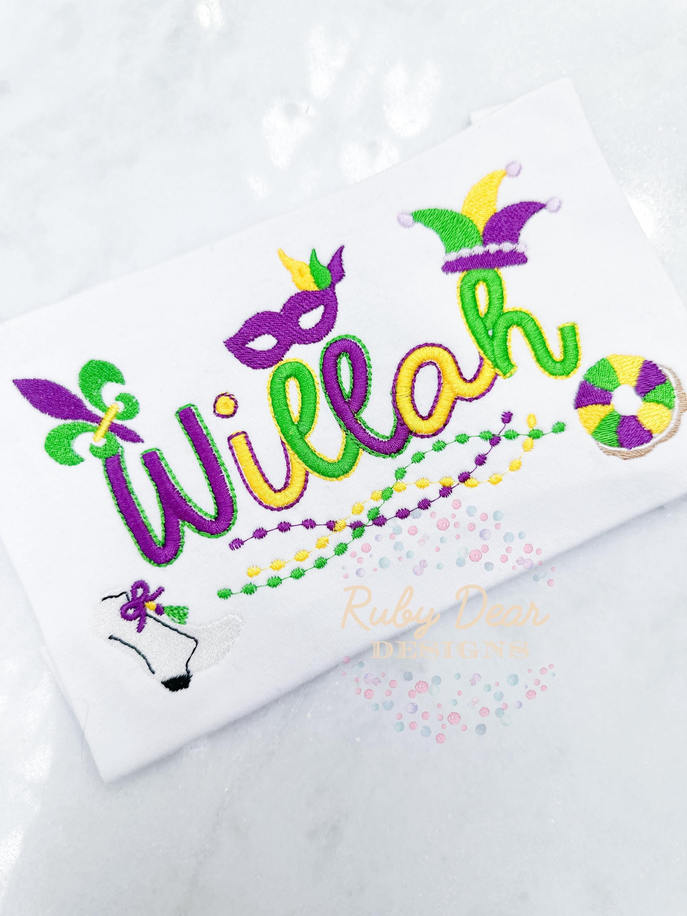 Build Your Own Mardi Gras Minis Bundle of 6 Designs Satin Fill and Bean Stitch Machine Embroidery Design *Font is NOT included!*