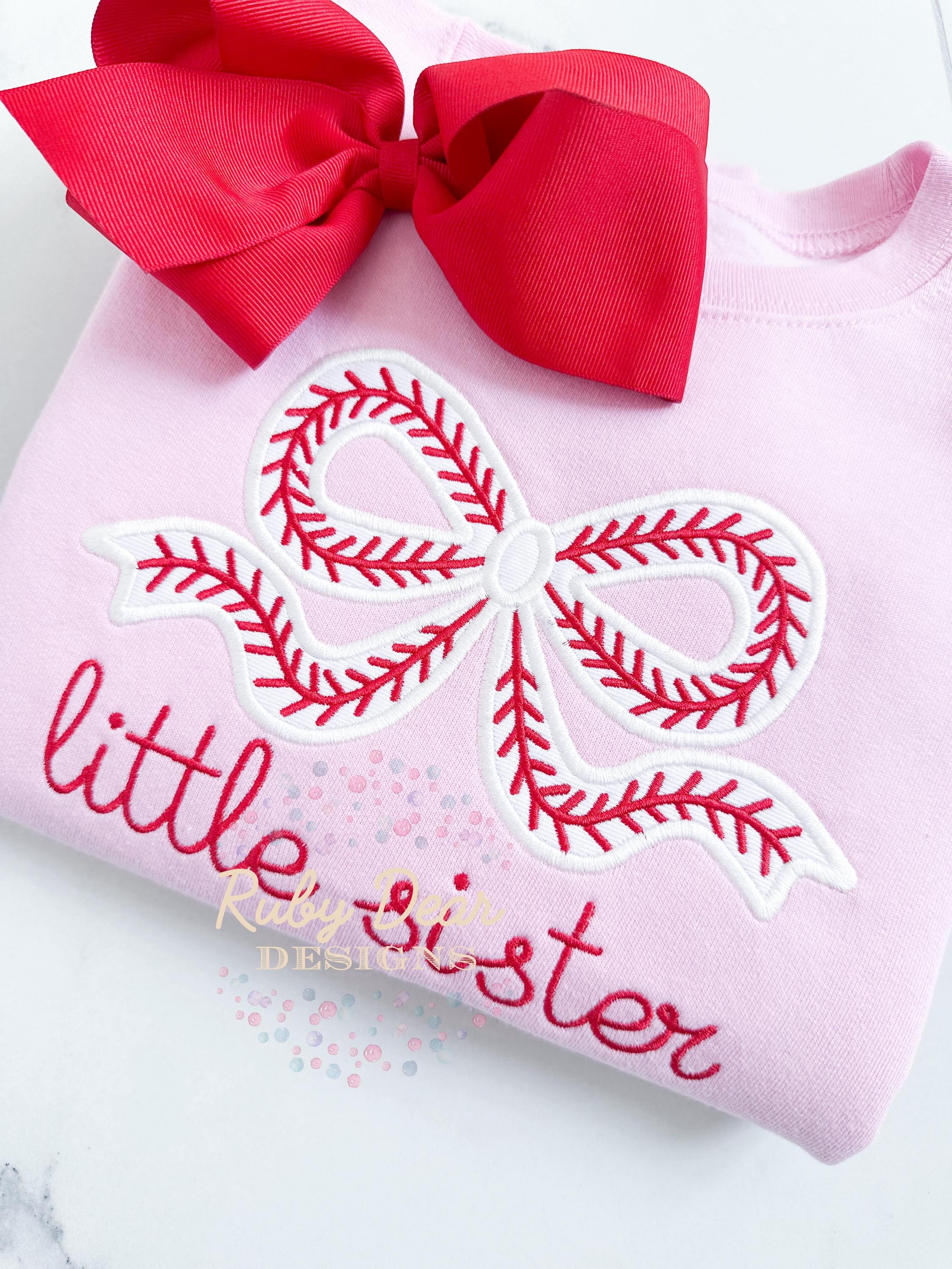 Baseball Girls Bow Satin Appliqué Machine Embroidery Design