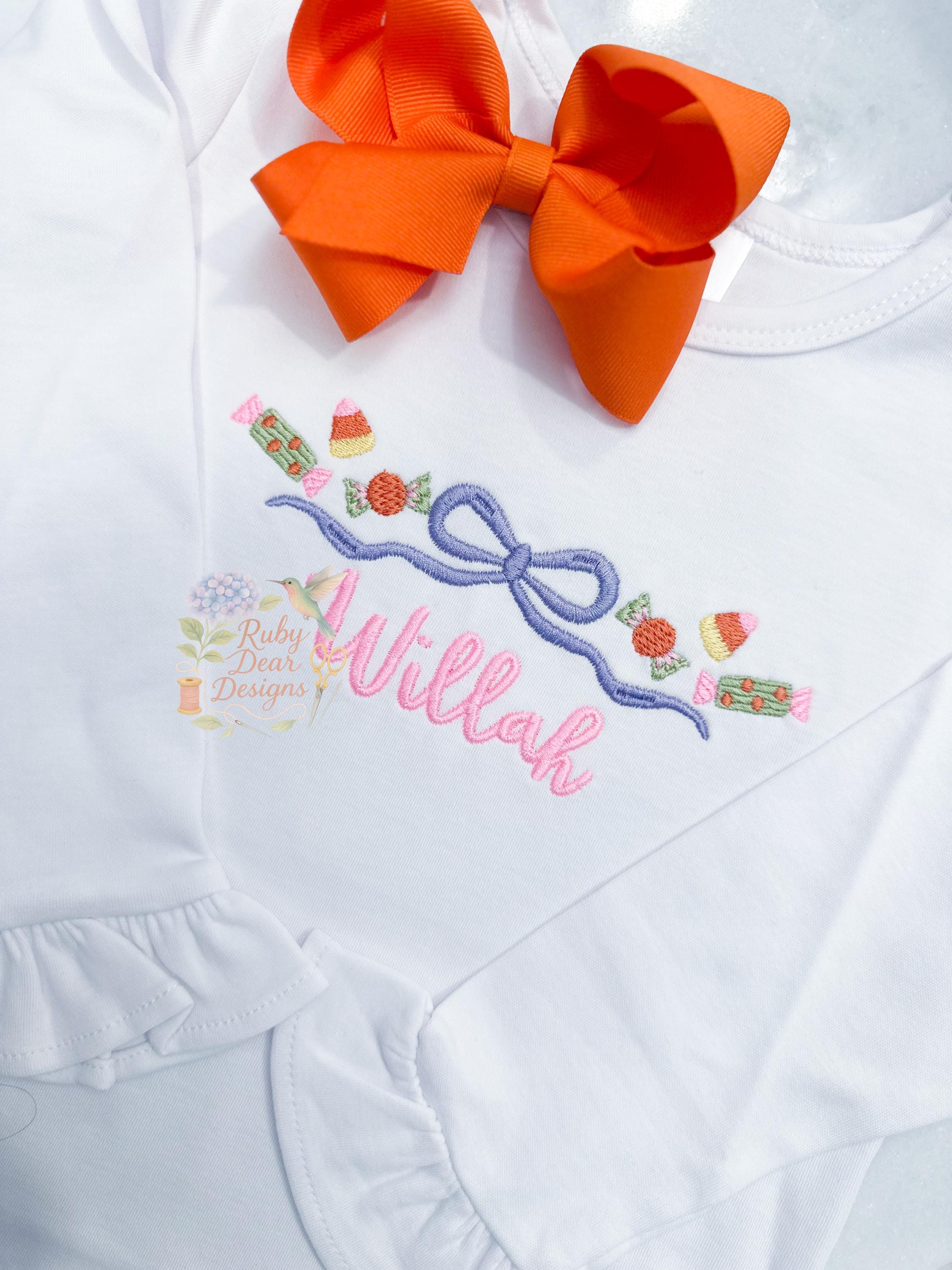 Halloween Candy Bow Satin and Fill Stitch Machine Embroidery Design