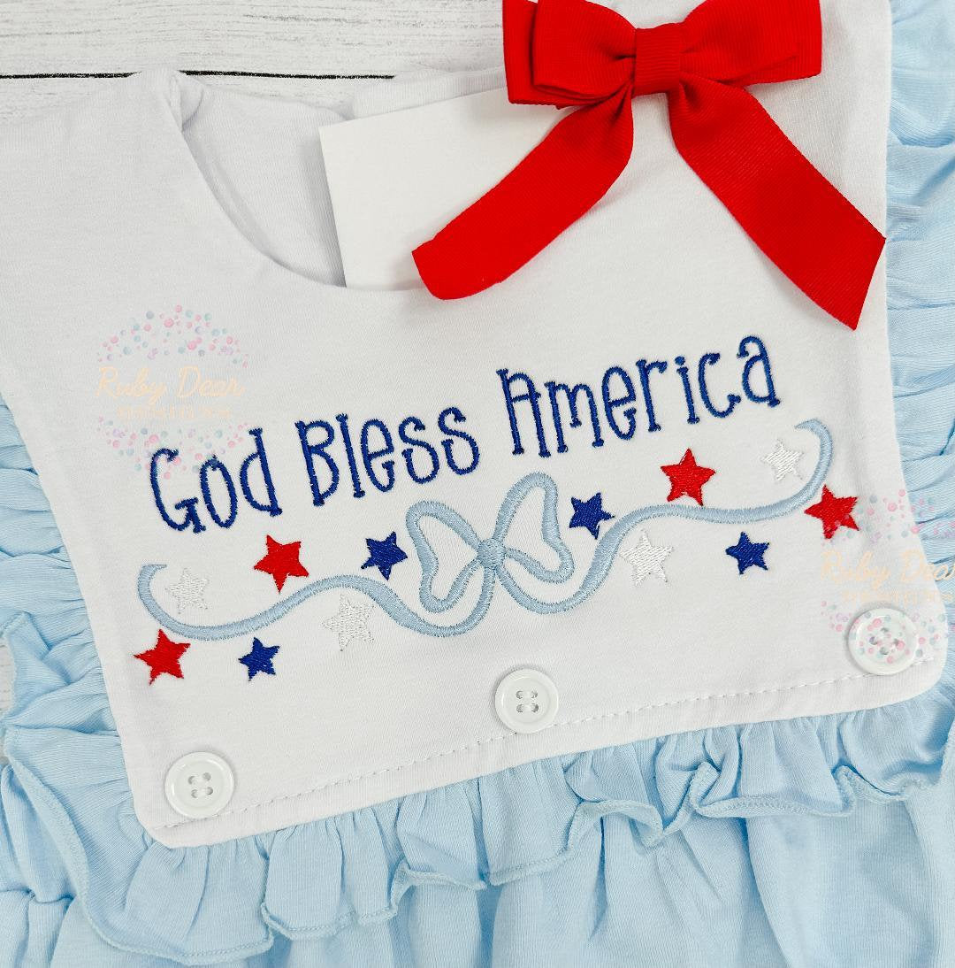 Patriotic Star Bow Satin and Fill Stitch Machine Embroidery Design