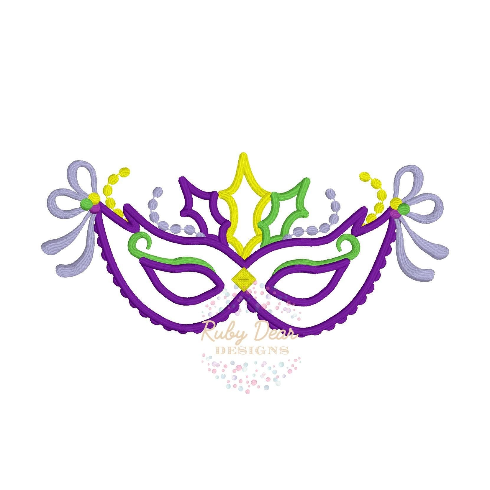 Mardi Gras Mask Satin Stitch Machine Embroidery Design