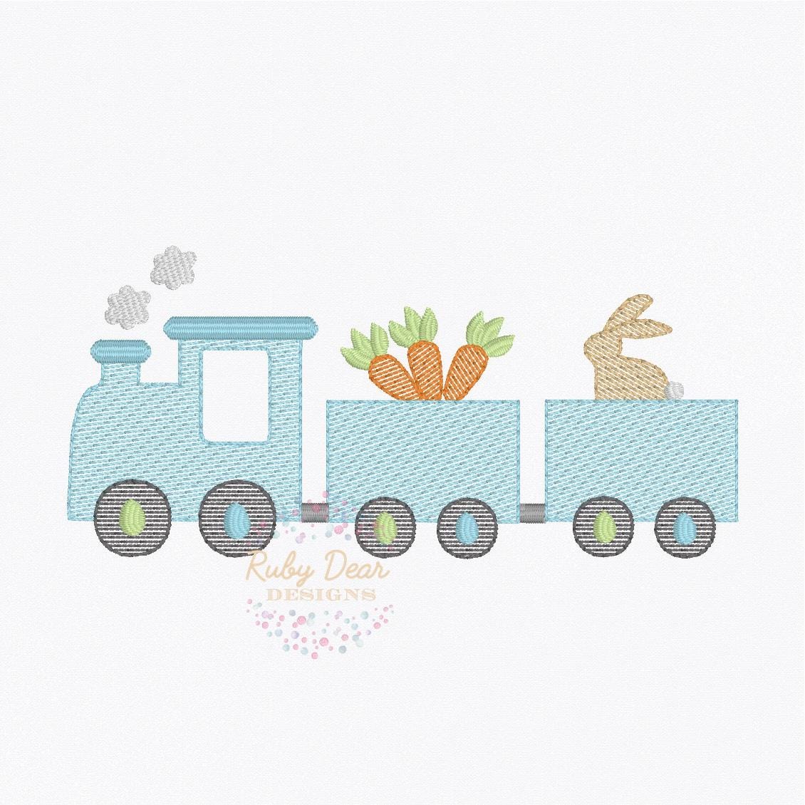 Easter Train Sketch Machine Embroidery Design