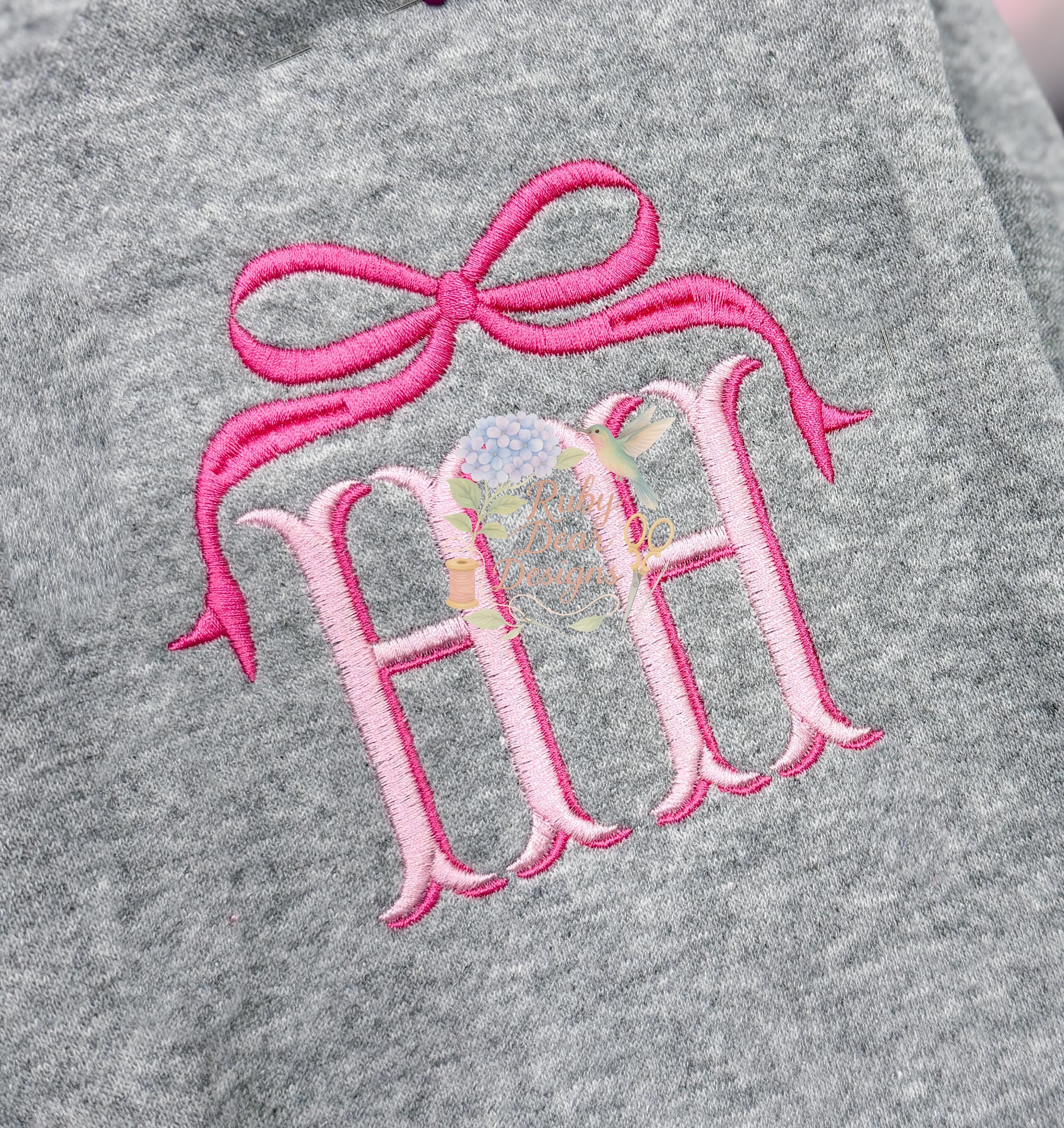 Bow Fishtail Ends Monogram Topper Machine Embroidery Design