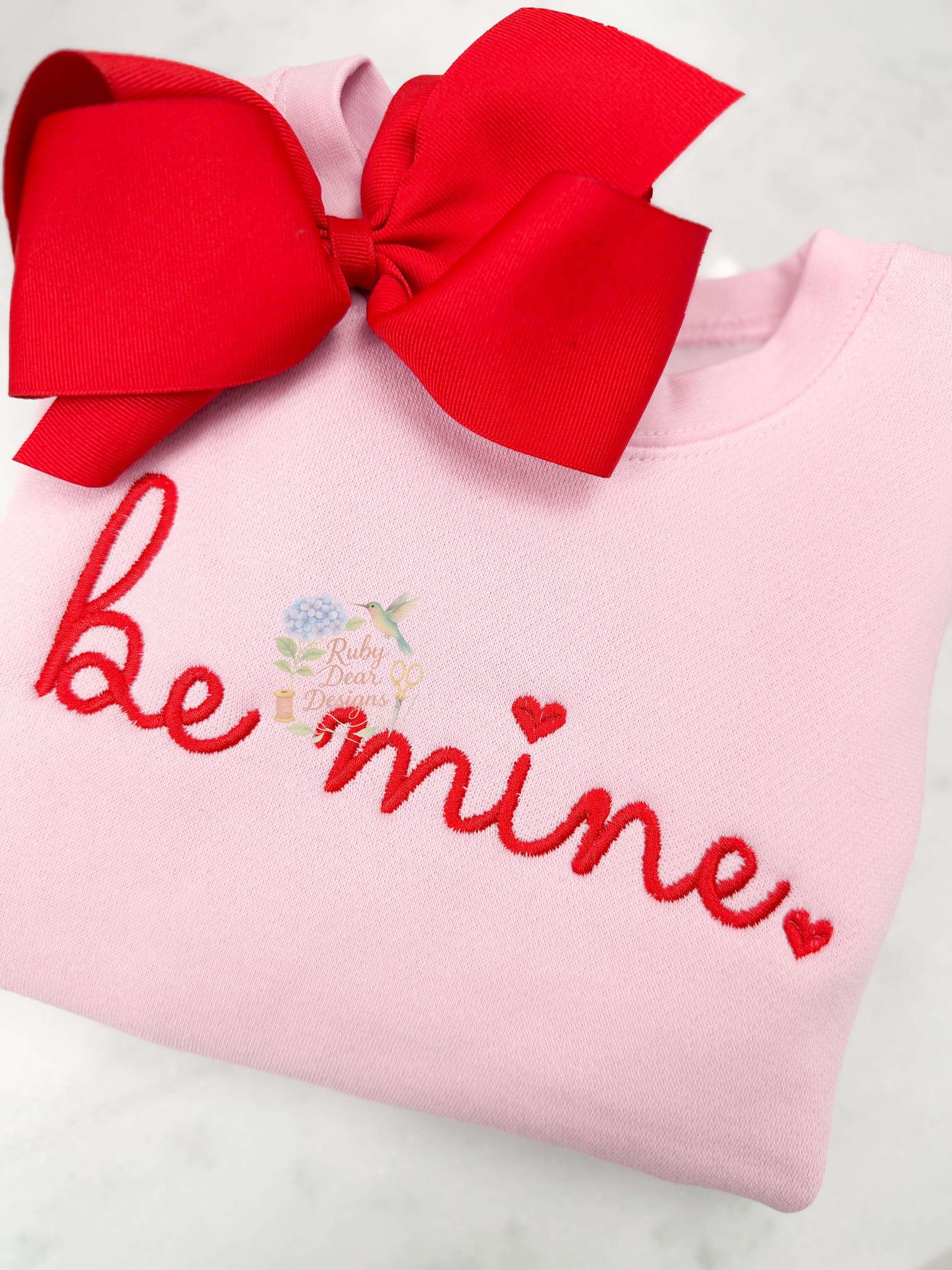Be Mine Hand Written Satin Stitch Machine Embroidery Design