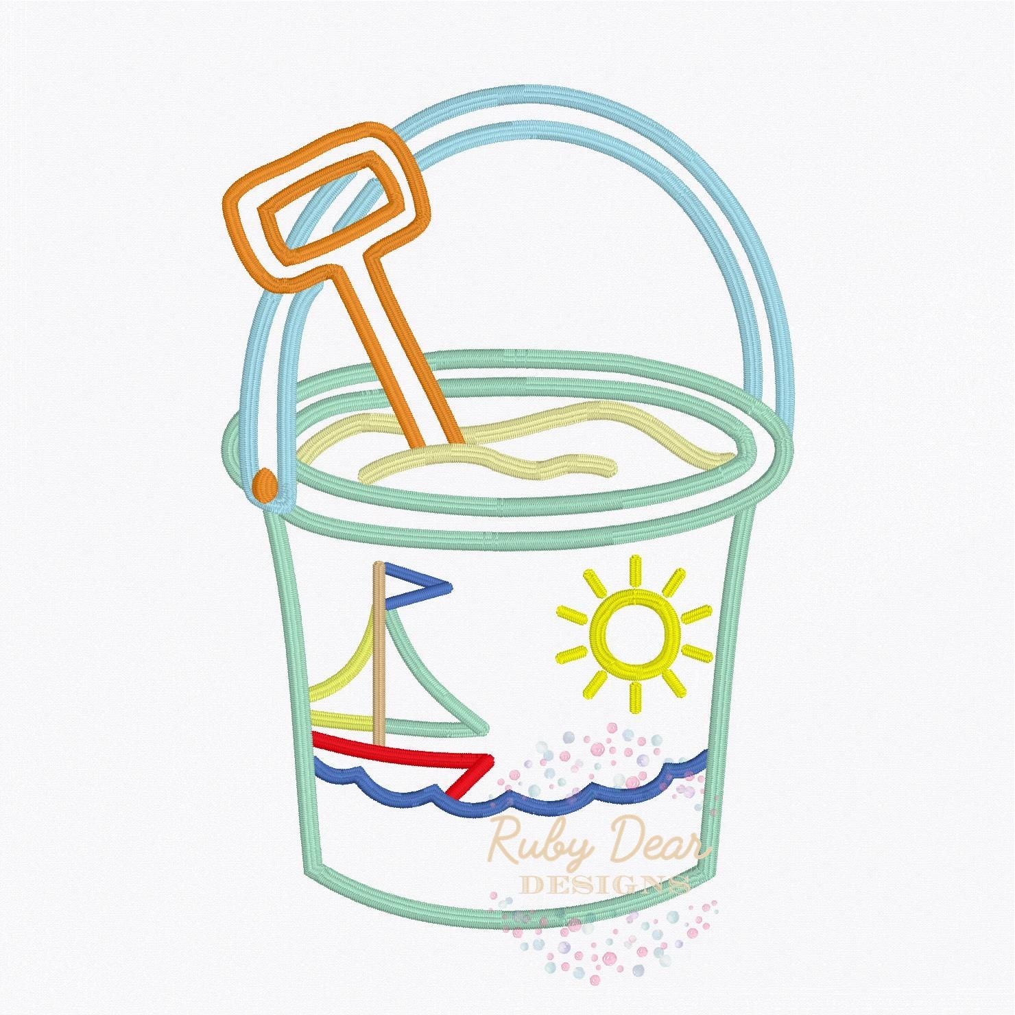 Beach Sand Bucket Boy Satin Outline Stitch Machine Embroidery Design