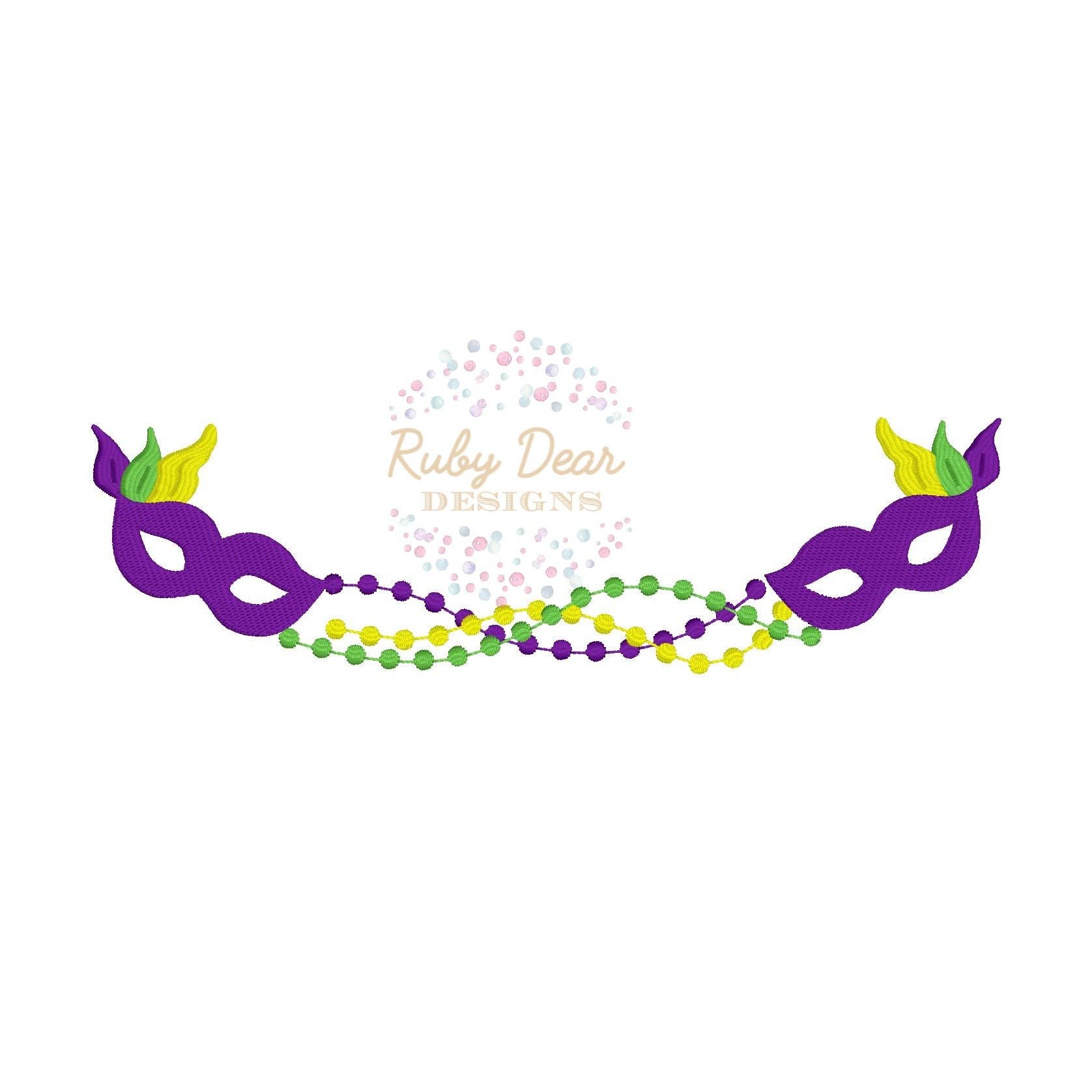 Mardi Gras Beads Frame Machine Embroidery Design