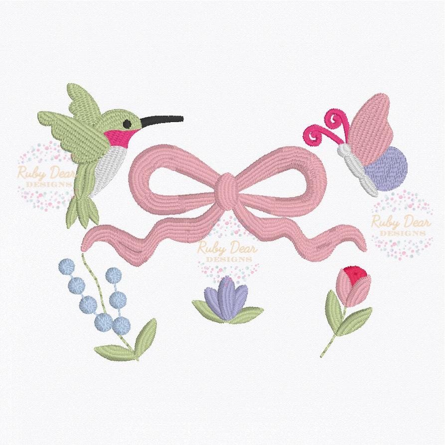 Build Your Own Spring Girly Minis Bundle of 6 Designs Satin Fill and Bean Stitch Machine Embroidery Design *Font is NOT included!*