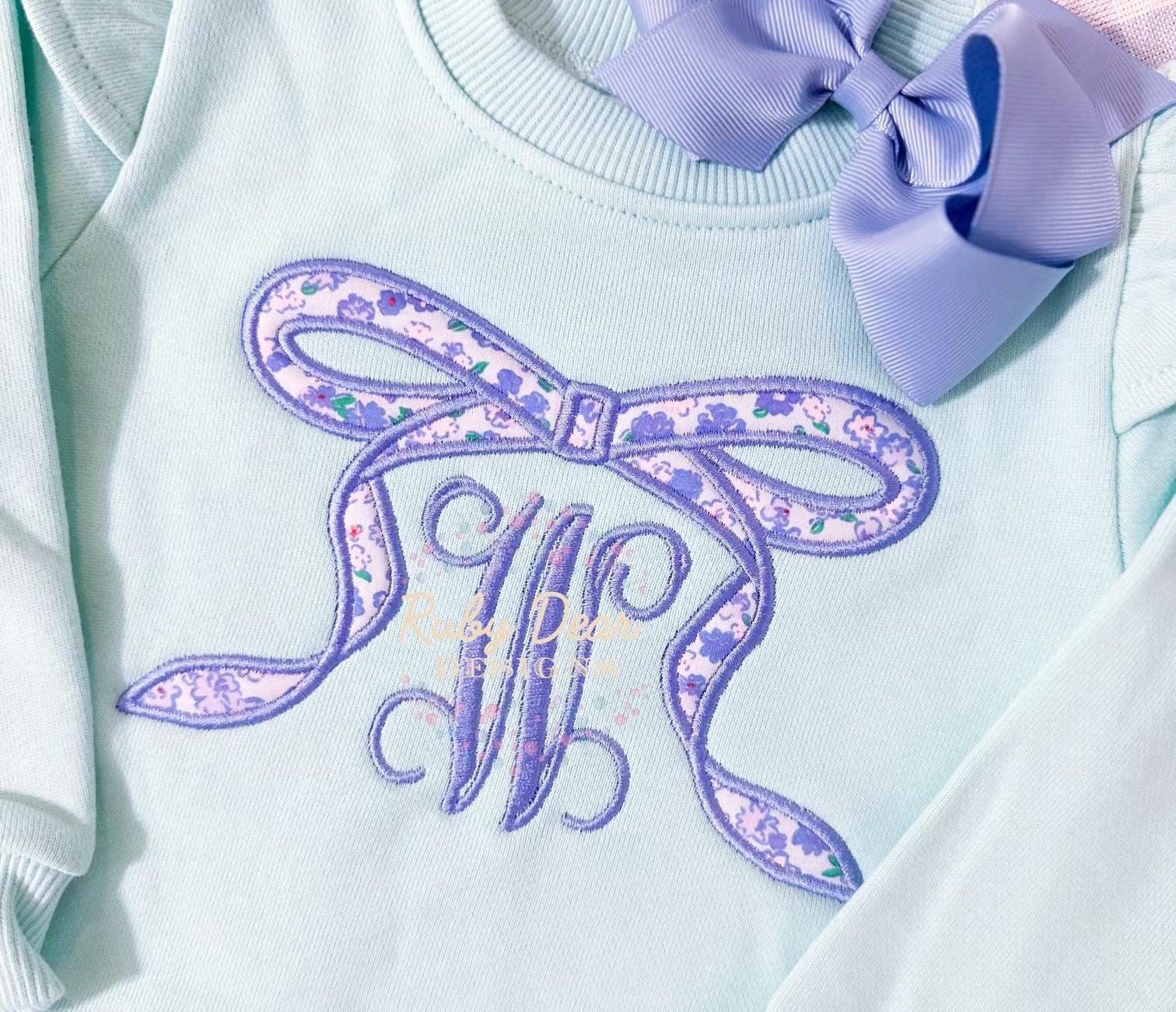 Fancy Bow Applique Stitch Machine Embroidery Design