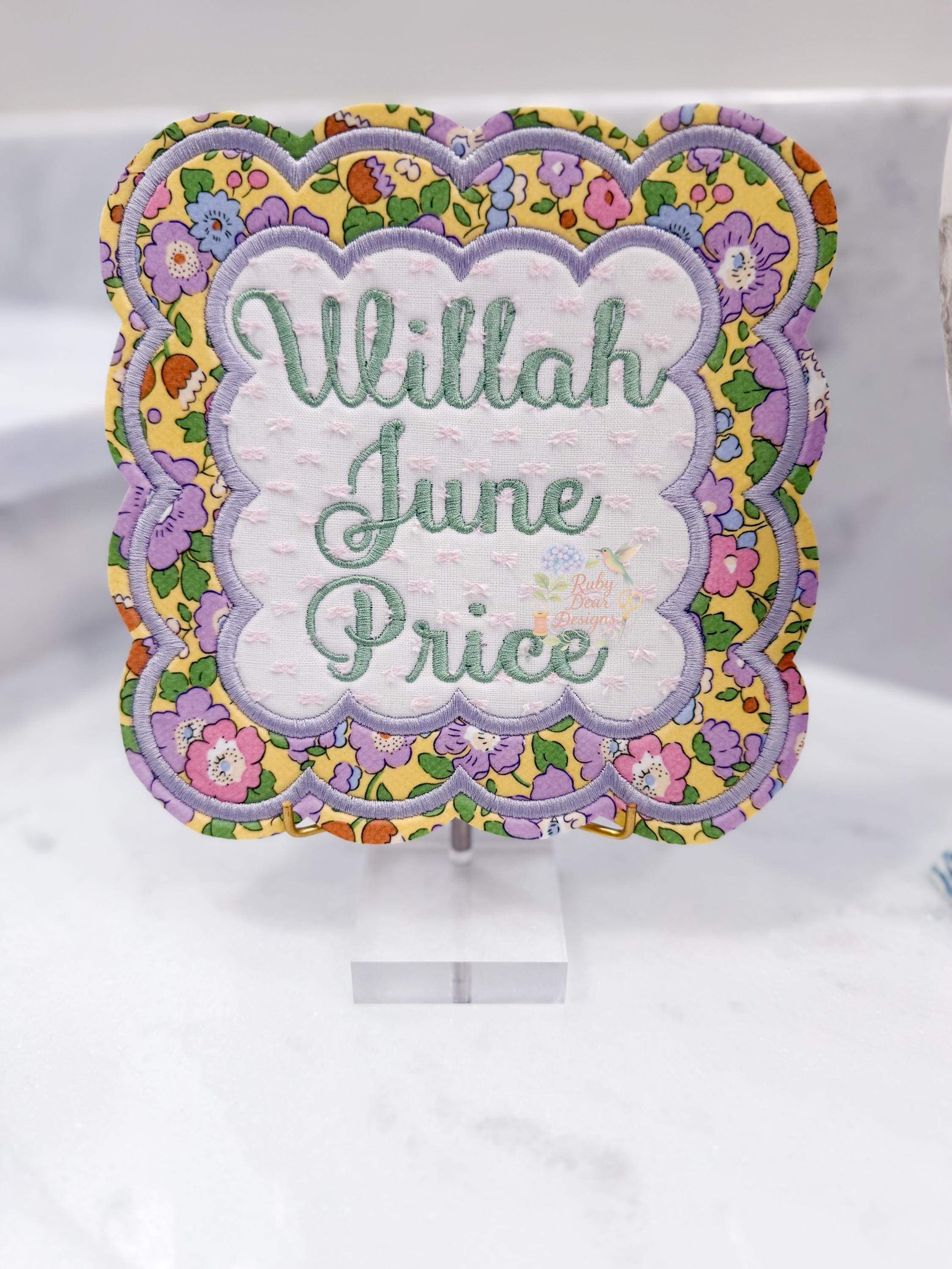 In The Hoop Double Scallop Frame Satin Stitch Machine Embroidery Design