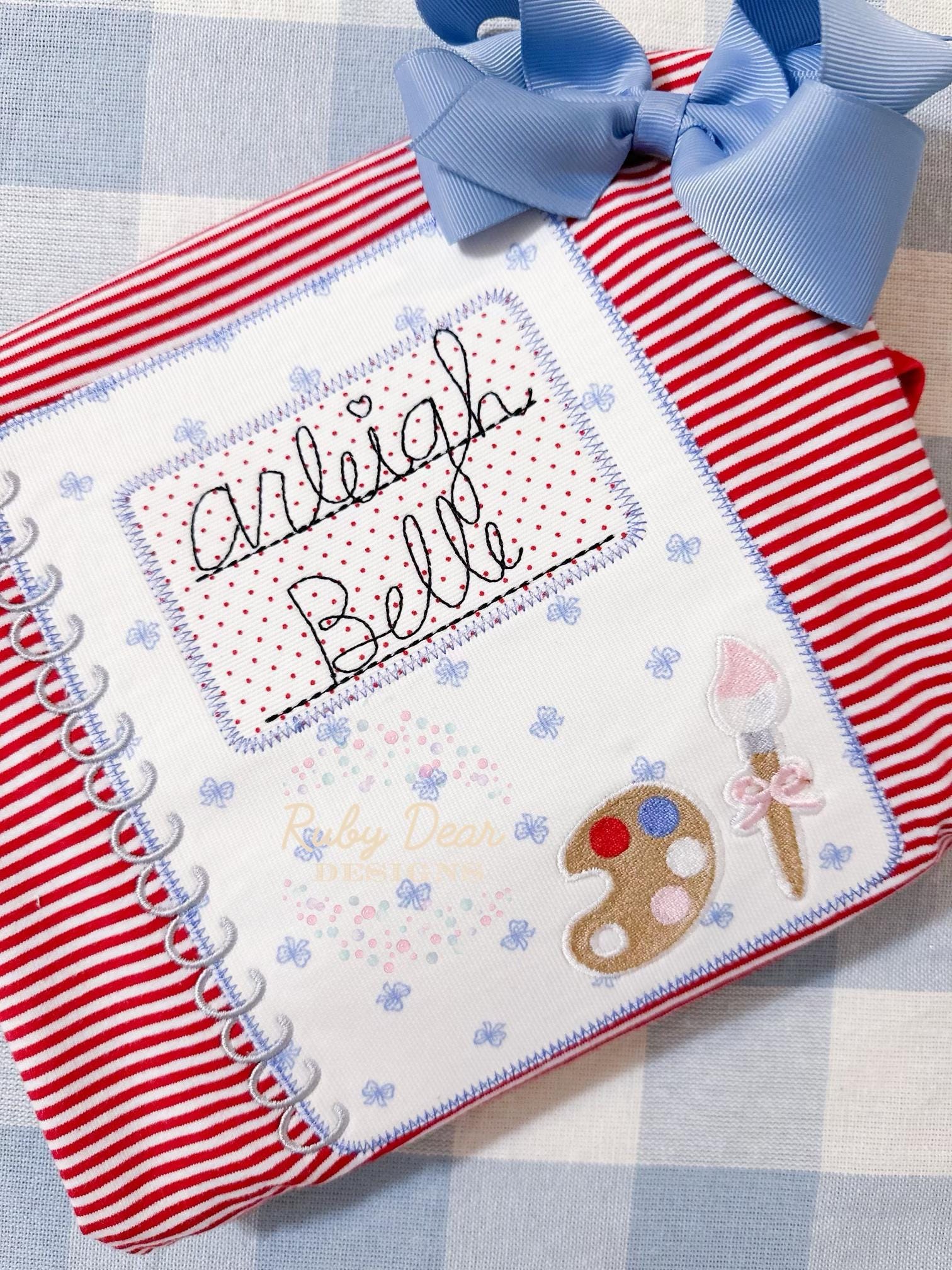 Build Your Own Back To School Notebook and "Stickers" Appliqué Satin Fill Stitch Machine Embroidery Design