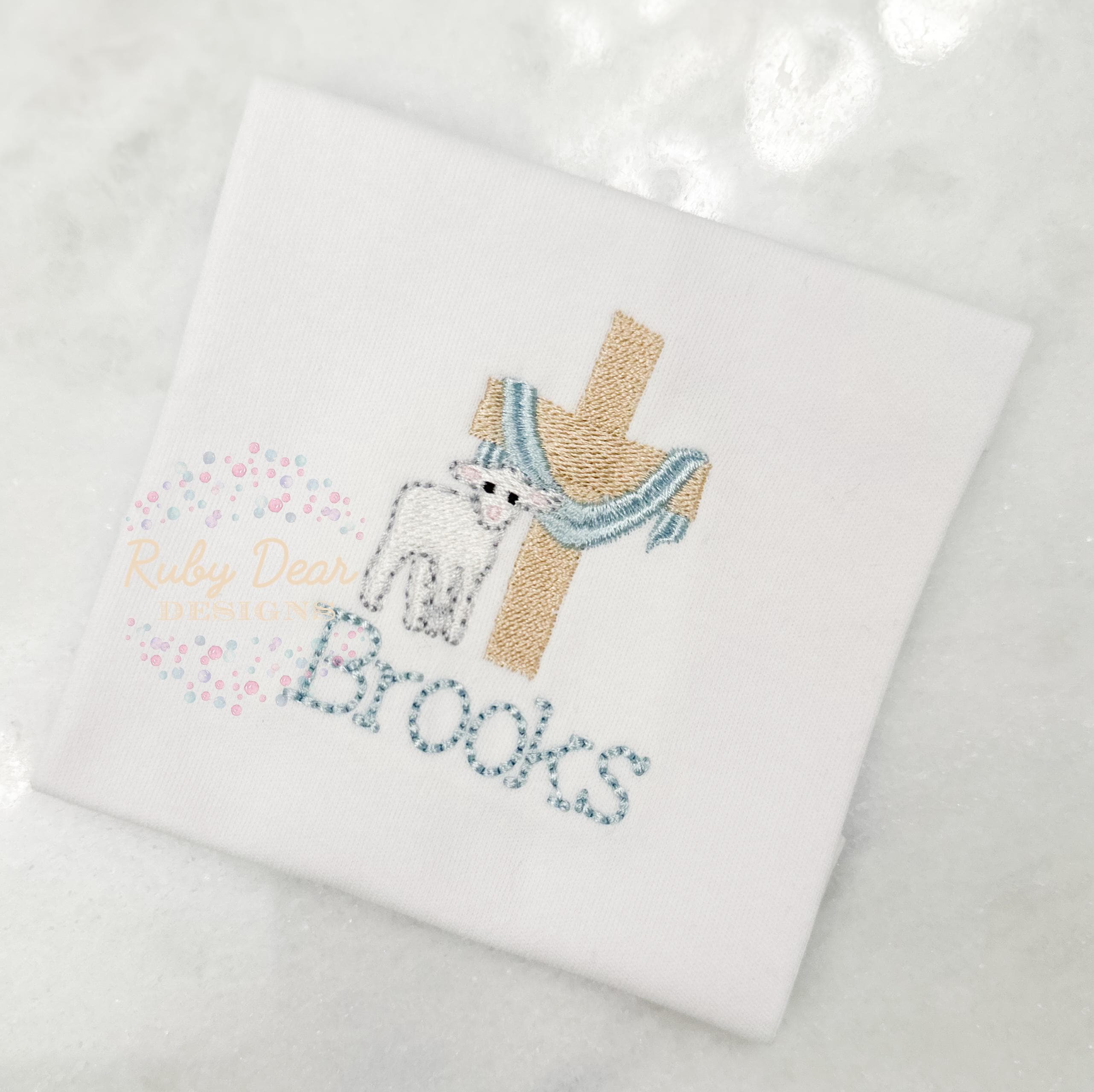 Easter Cross and Lamb Fill Stitch Machine Embroidery Design
