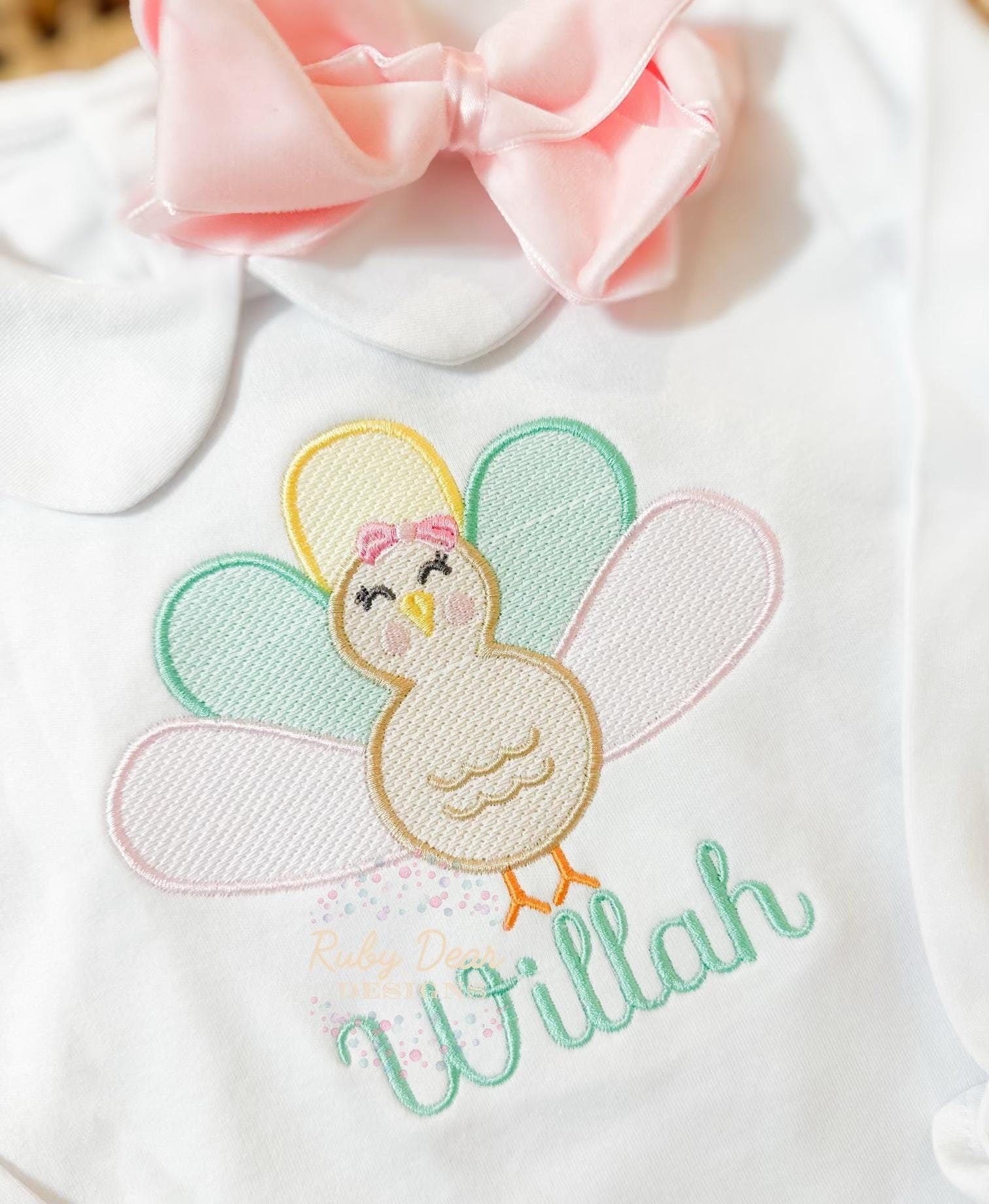 Turkey Girl Sketch with Satin Outline Stitch Machine Embroidery Design