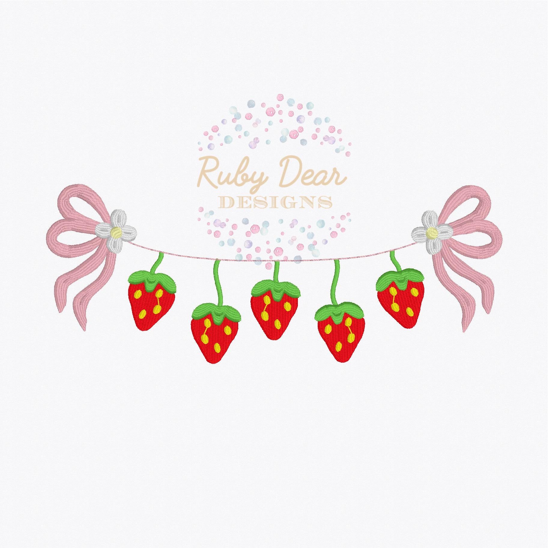 Strawberry Bow Swag Fill Stitch Machine Embroidery Design