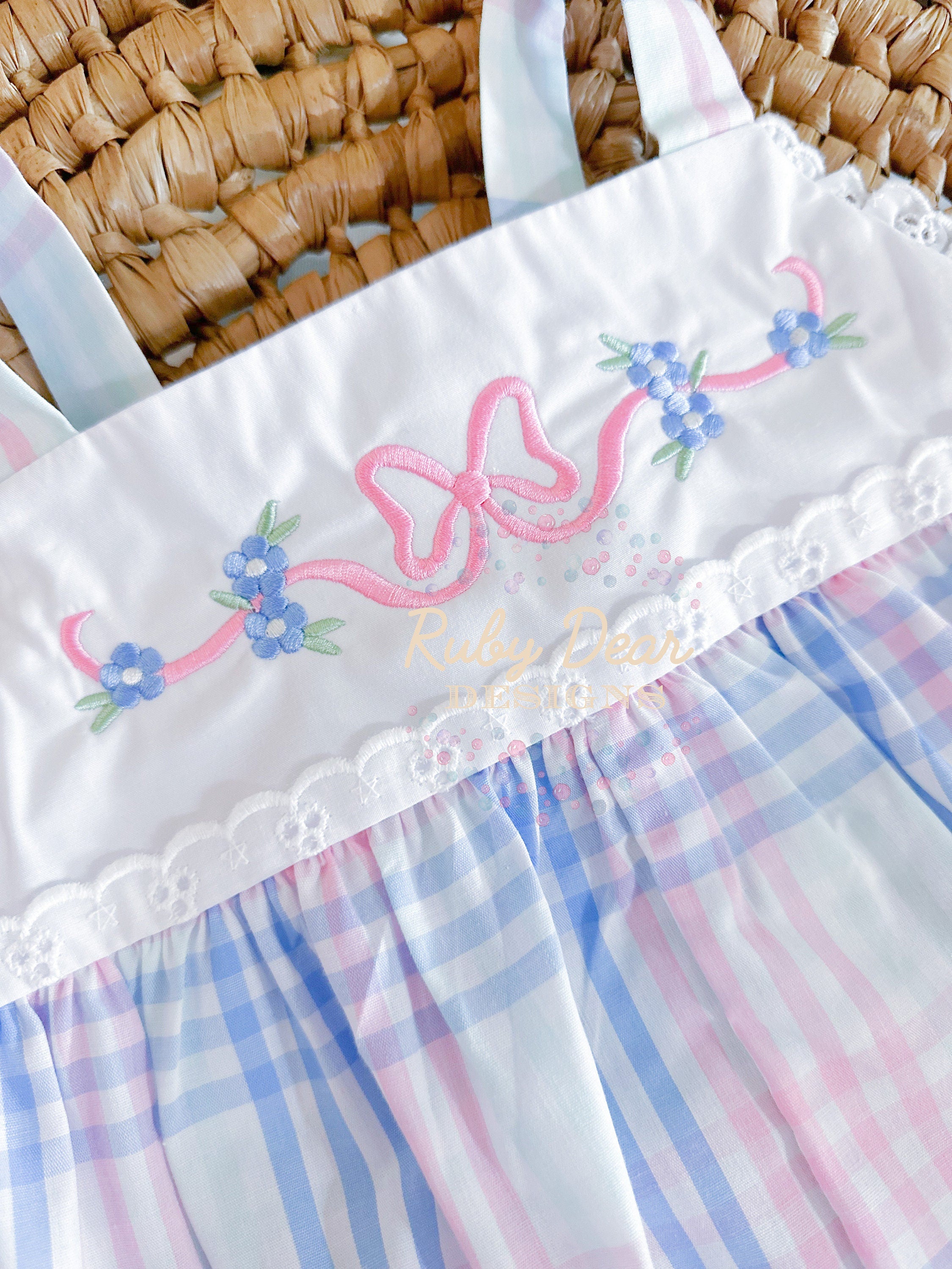 Bow with Flowers Satin Stitch Machine Embroidery Design