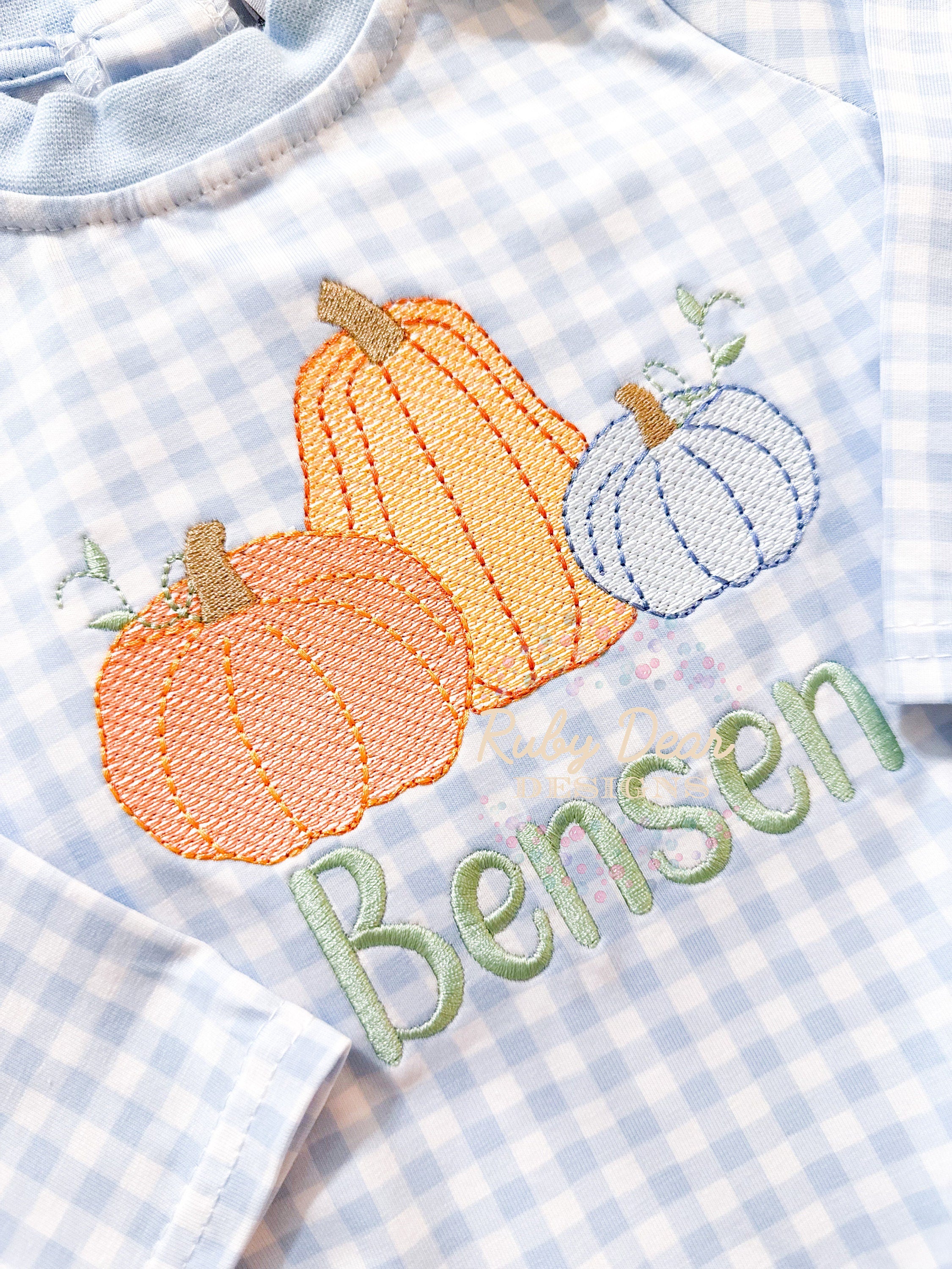 Pumpkins Boy Sketch Stitch Machine Embroidery Design