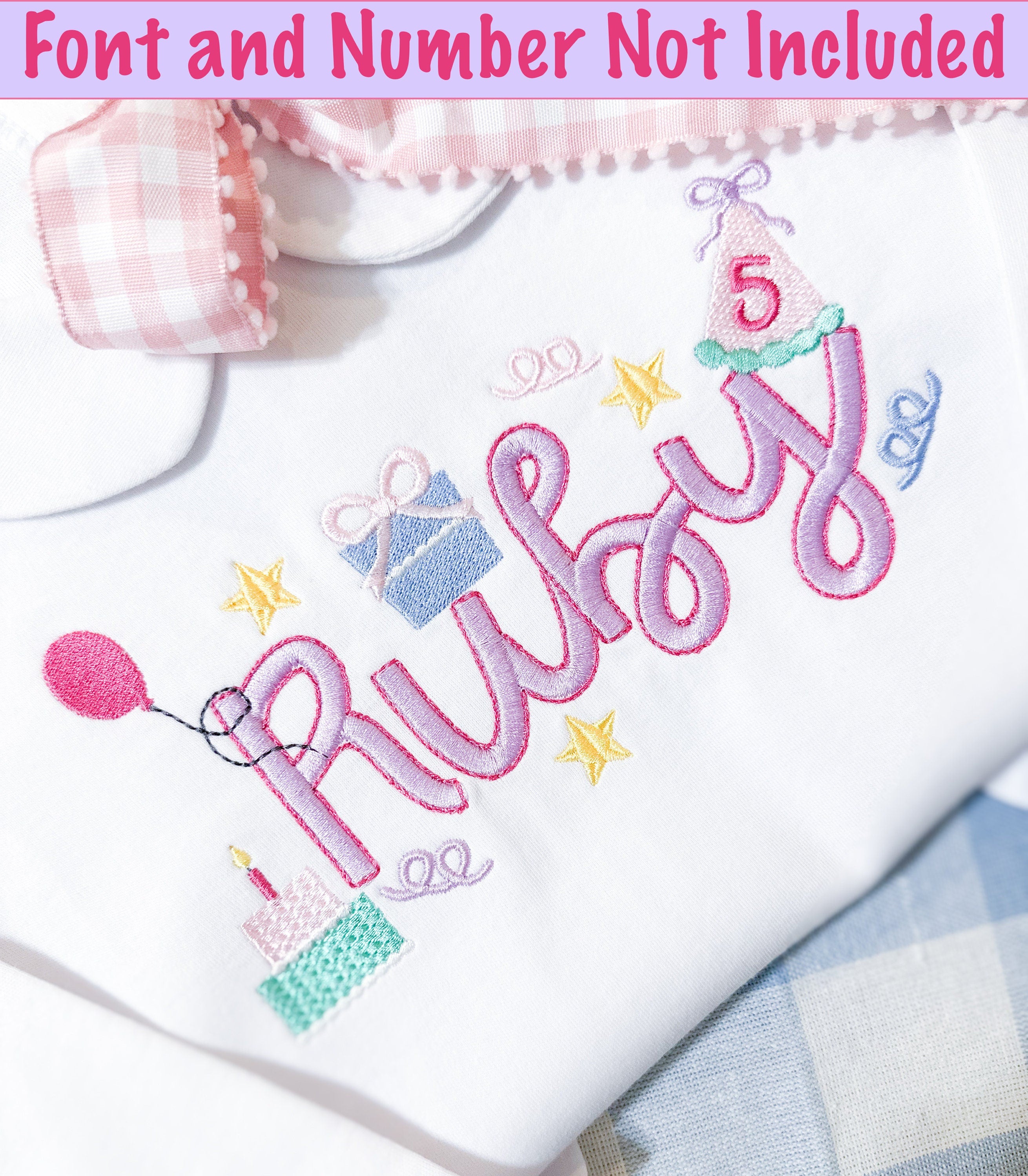 Build Your Own Birthday Girl Minis Bundle of 6 Designs Satin and Fill Stitch Machine Embroidery Design