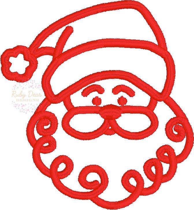 Santa Outline Machine Embroidery Design *font not included*
