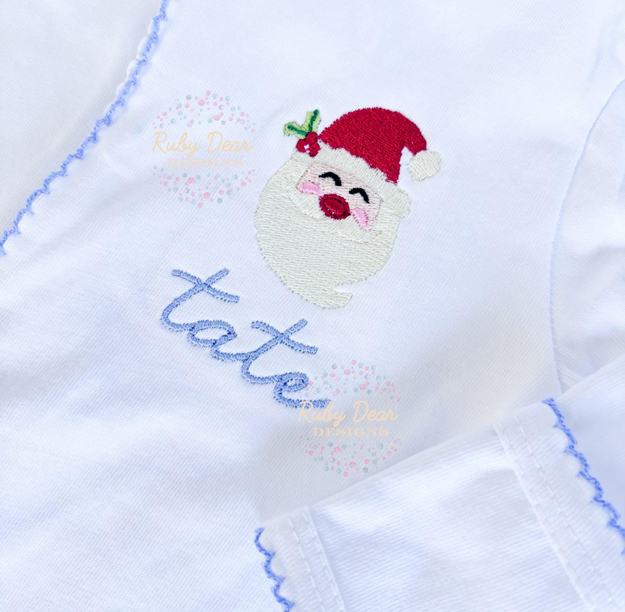 Santa Mini with Holly Berry Fill Stitch Machine Embroidery Design