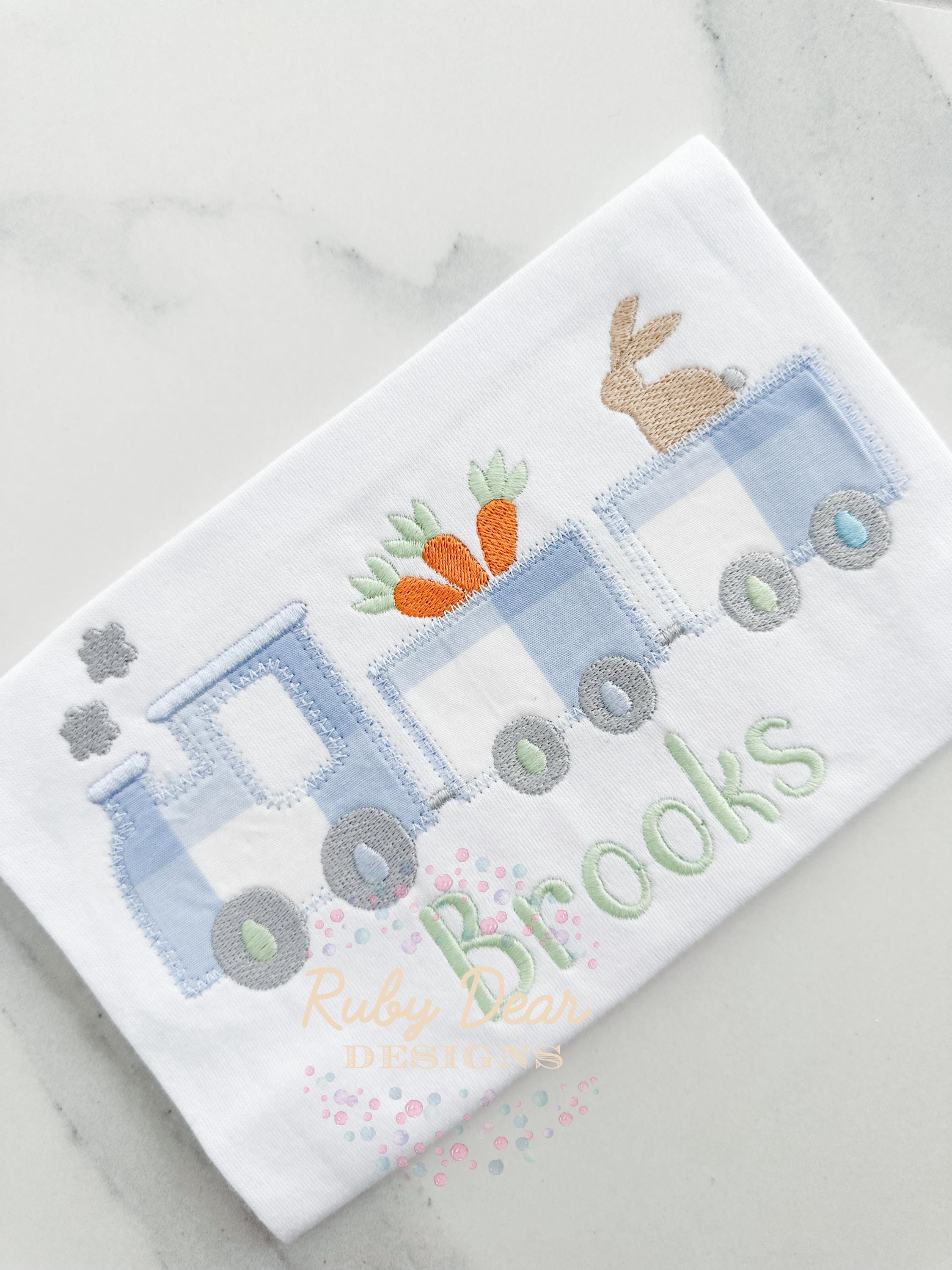 Easter Train Zig Zag Appliqué Stitch Machine Embroidery Design