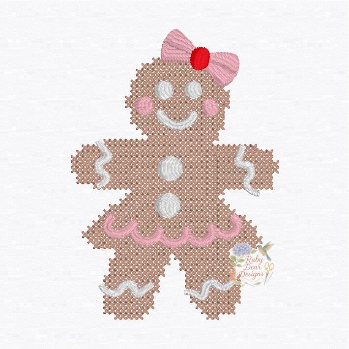 Gingerbread Girl Mini Cross Stitch Machine Embroidery Design