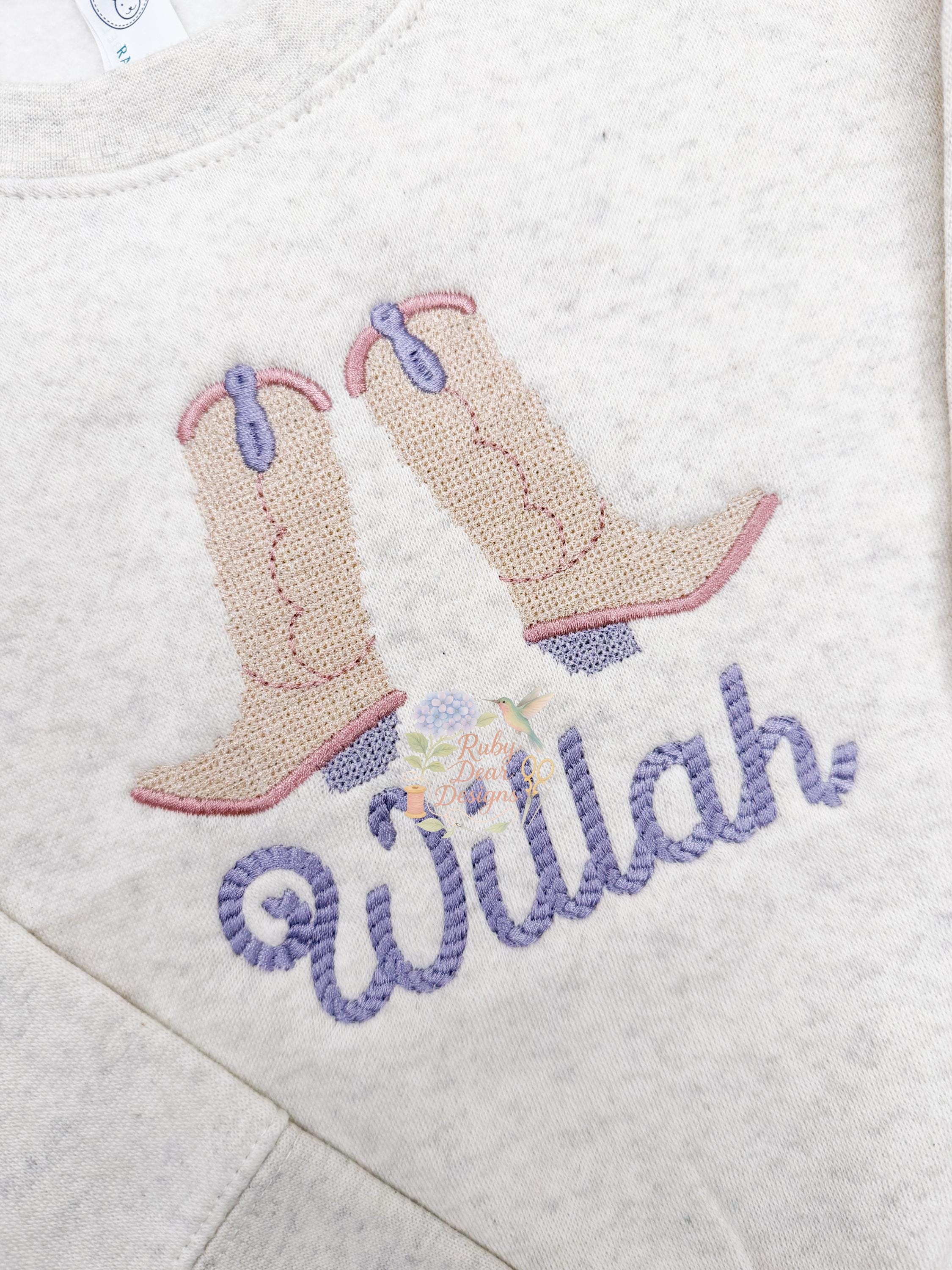 Cowgirl Boots Western Cross Stitch Machine Embroidery Design