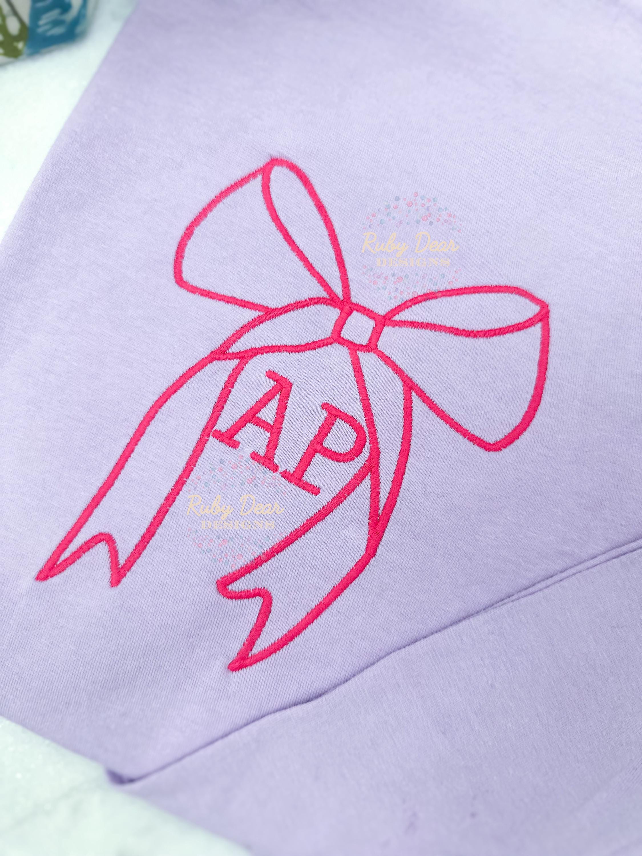 Long Bow Outline Satin Stitch Machine Embroidery Design