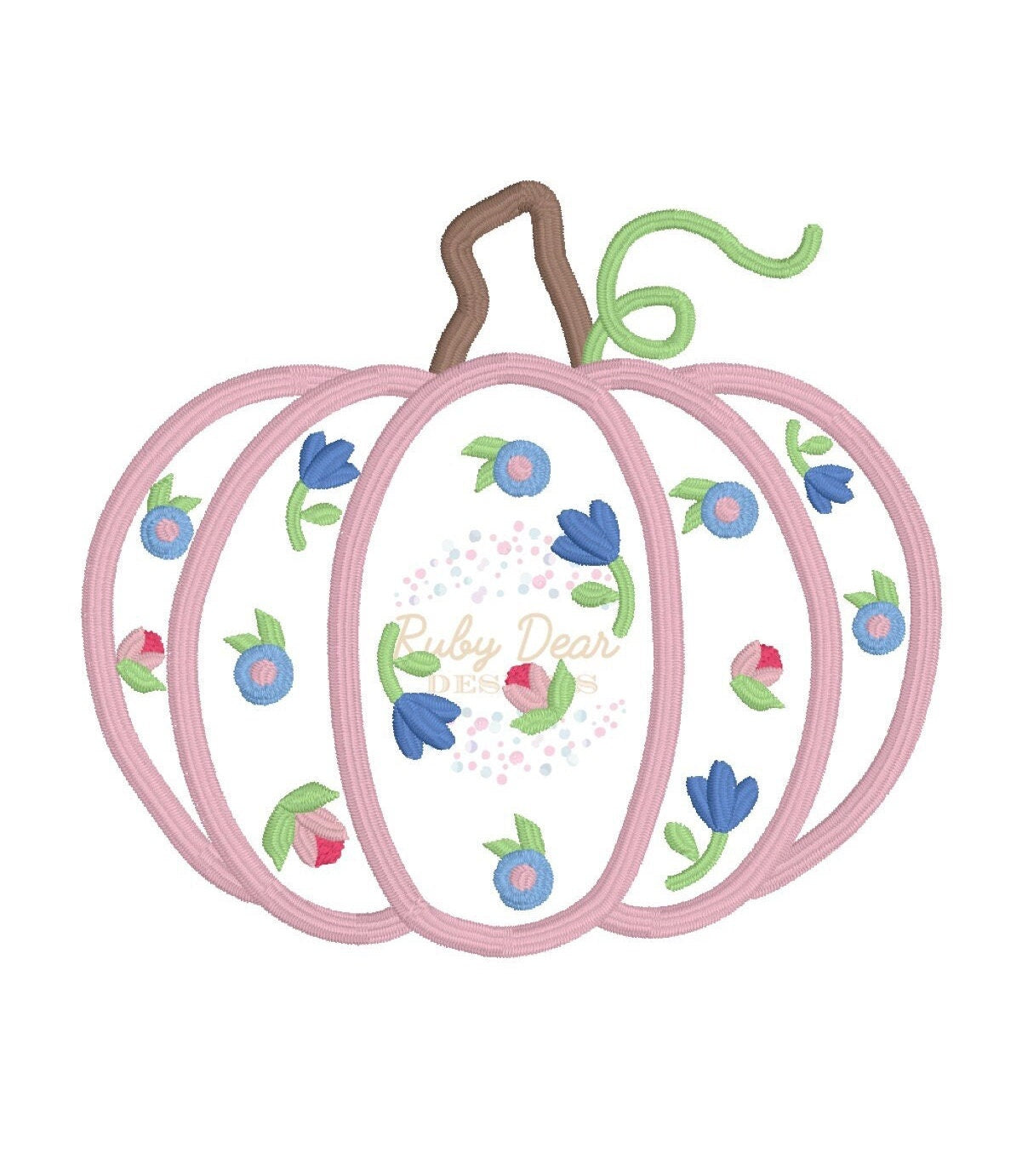 Pumpkin with Florals Heirloom Satin Machine Embroidery Design