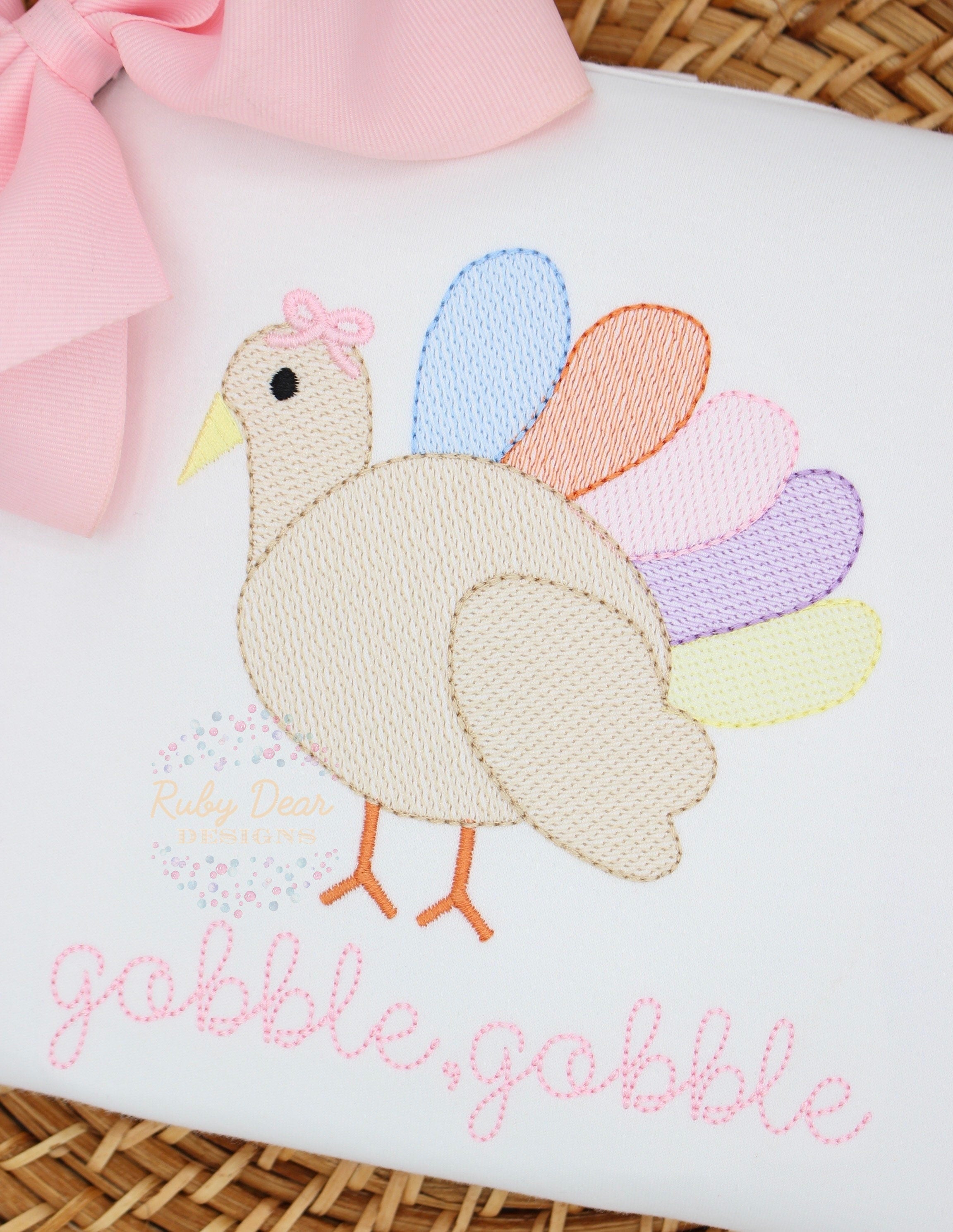 Turkey Girl Sketch Stitch Machine Embroidery Design