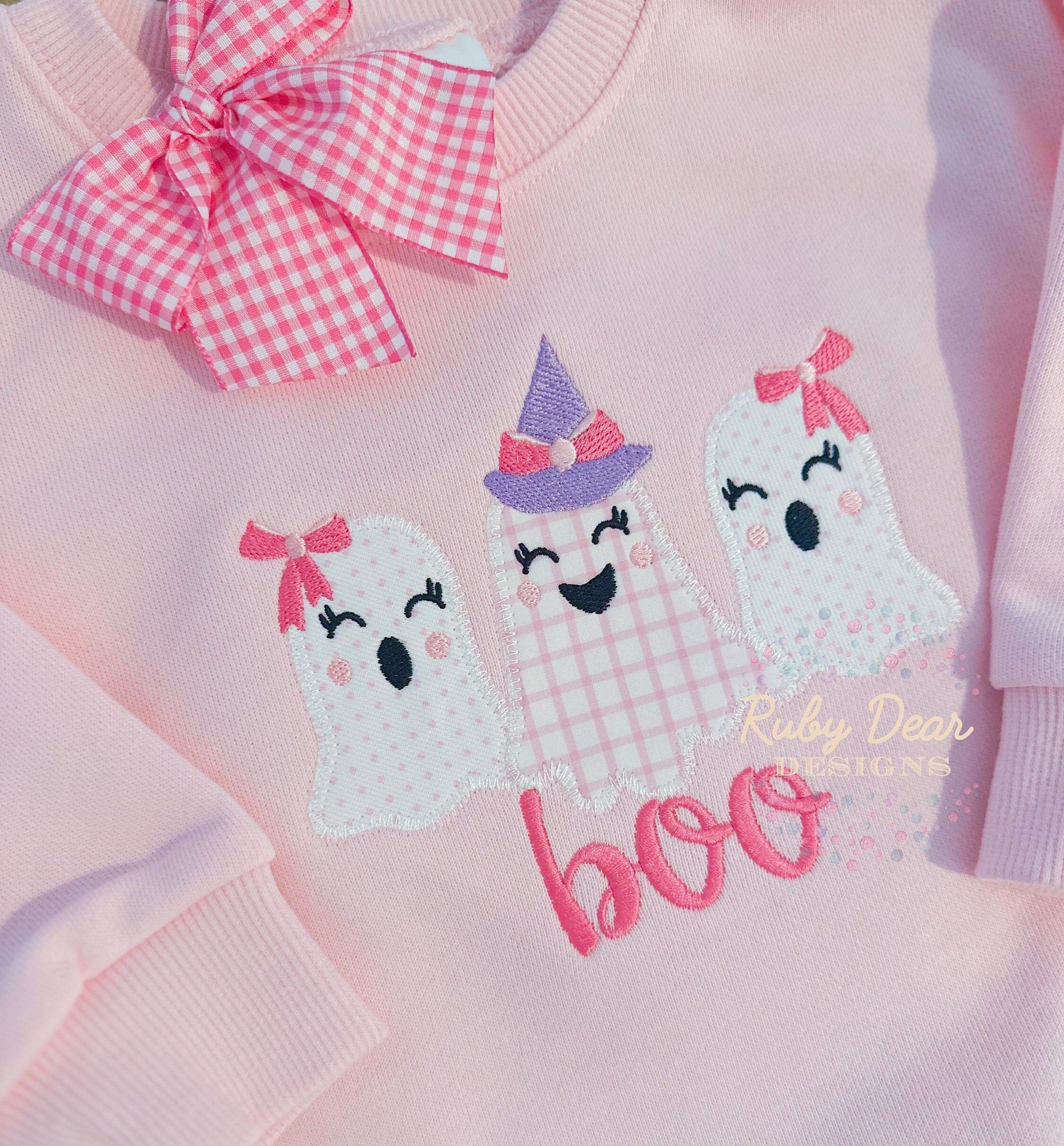 Ghost Girl Club Appliqué Zig Zag Stitch Machine Embroidery Design