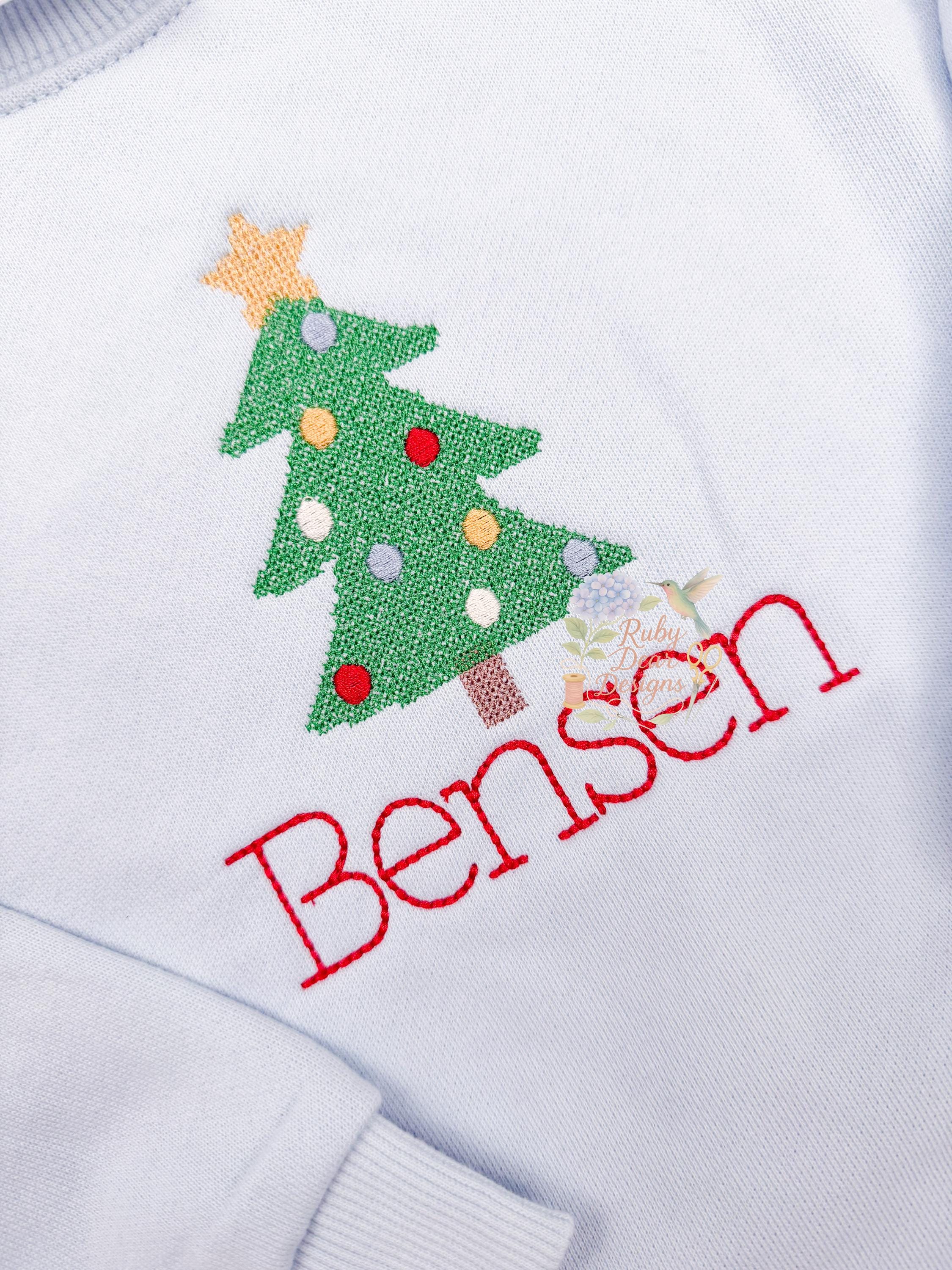 Christmas Tree with Star Mini Cross Stitch Machine Embroidery Design