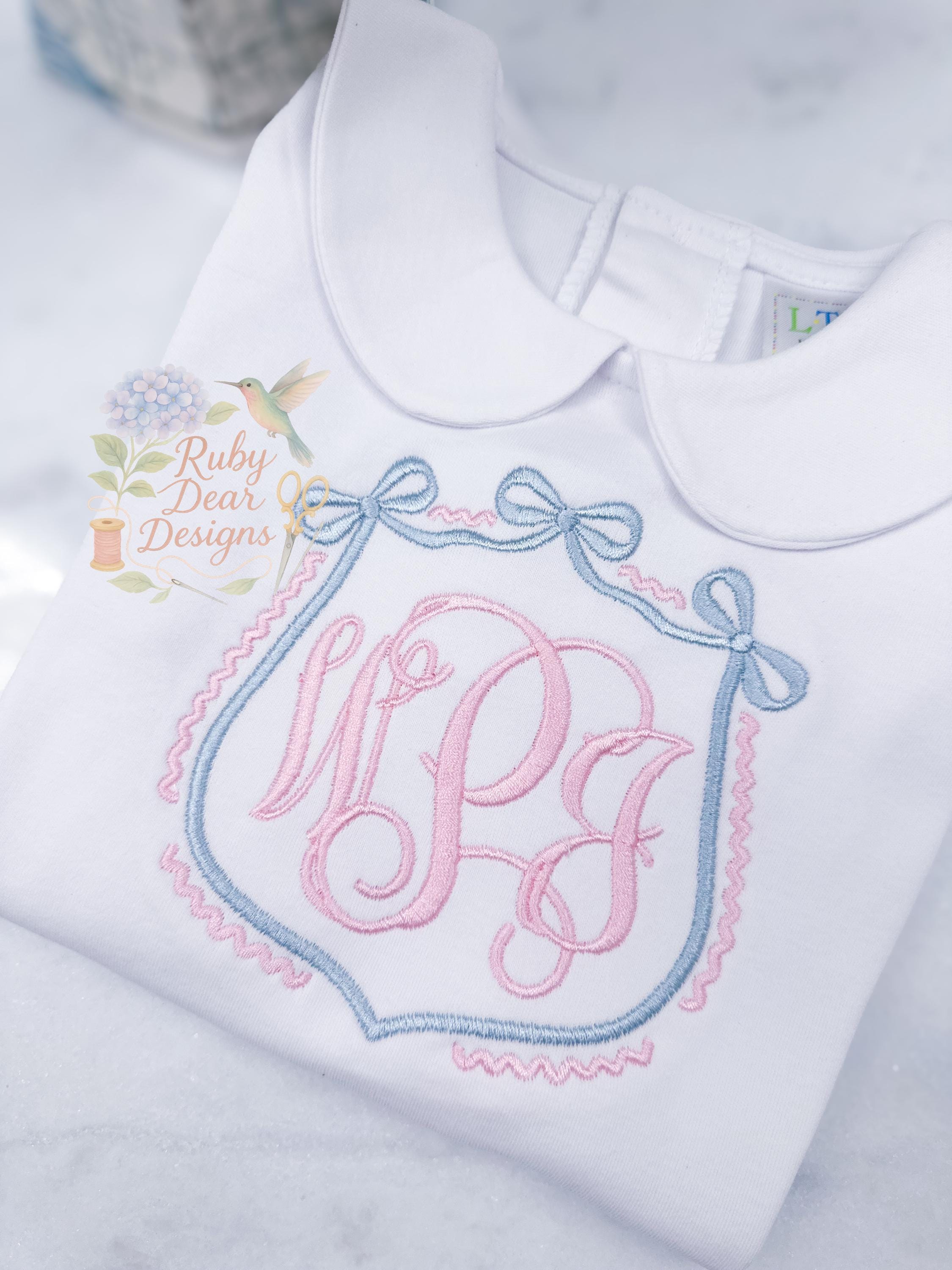 Bow Crest Satin Stitch Machine Embroidery Design