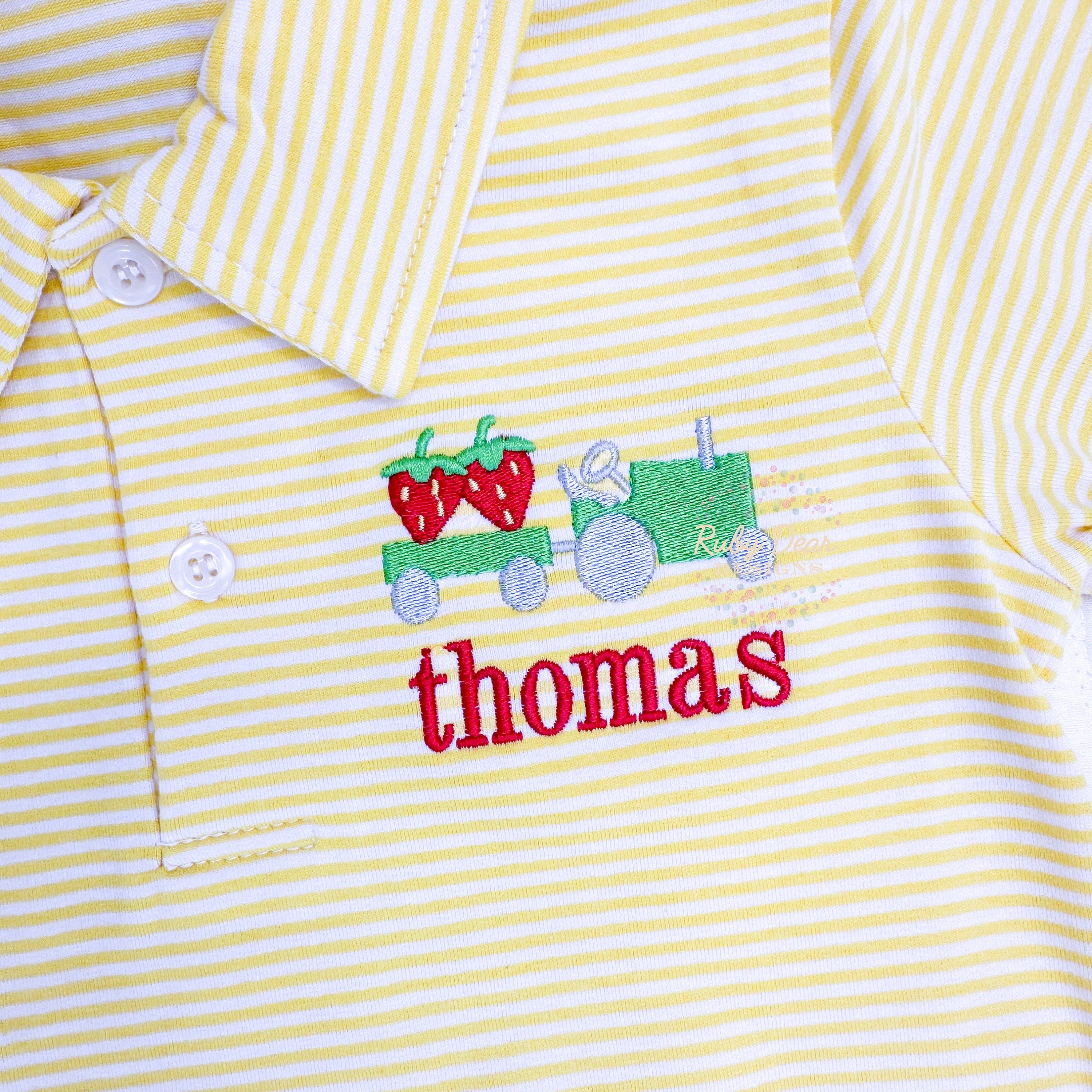 Strawberry Tractor Mini Machine Embroidery Design