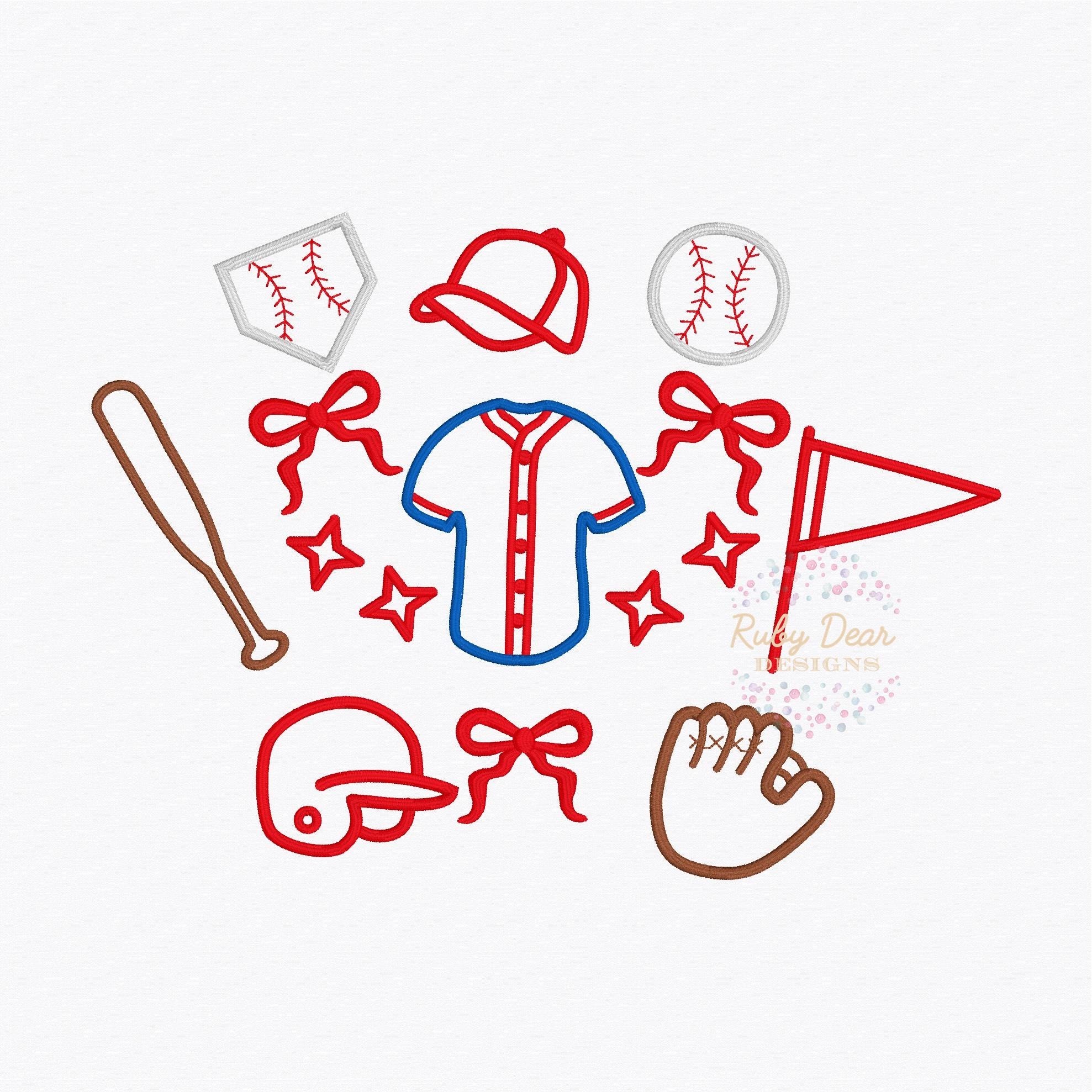 Build Your Own Baseball Satin Outline Minis Bundle of 12 Designs Machine Embroidery Design *Font is NOT included!*
