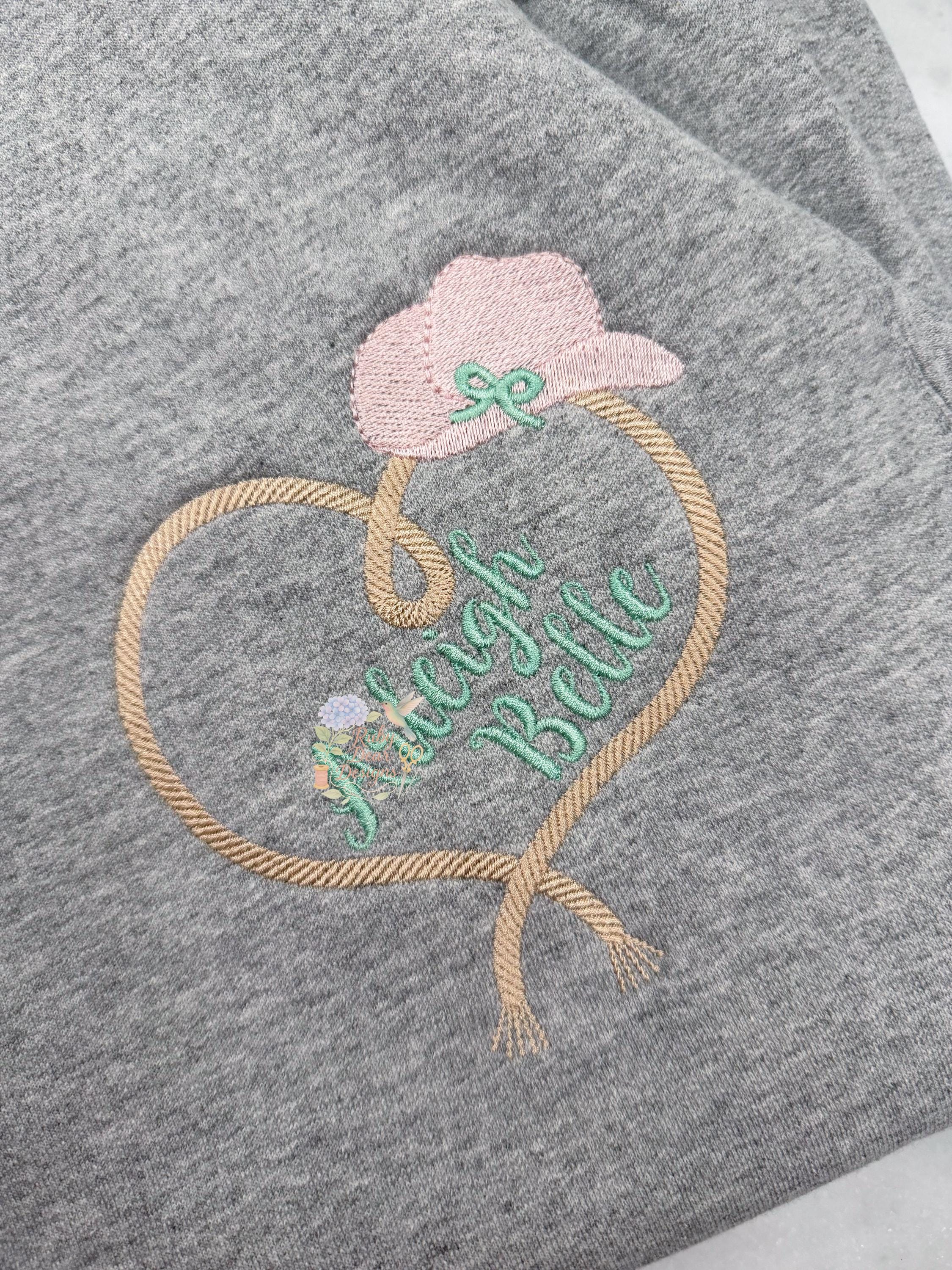 Cowgirl Rope Heart Satin and Fill Stitch Machine Embroidery Design