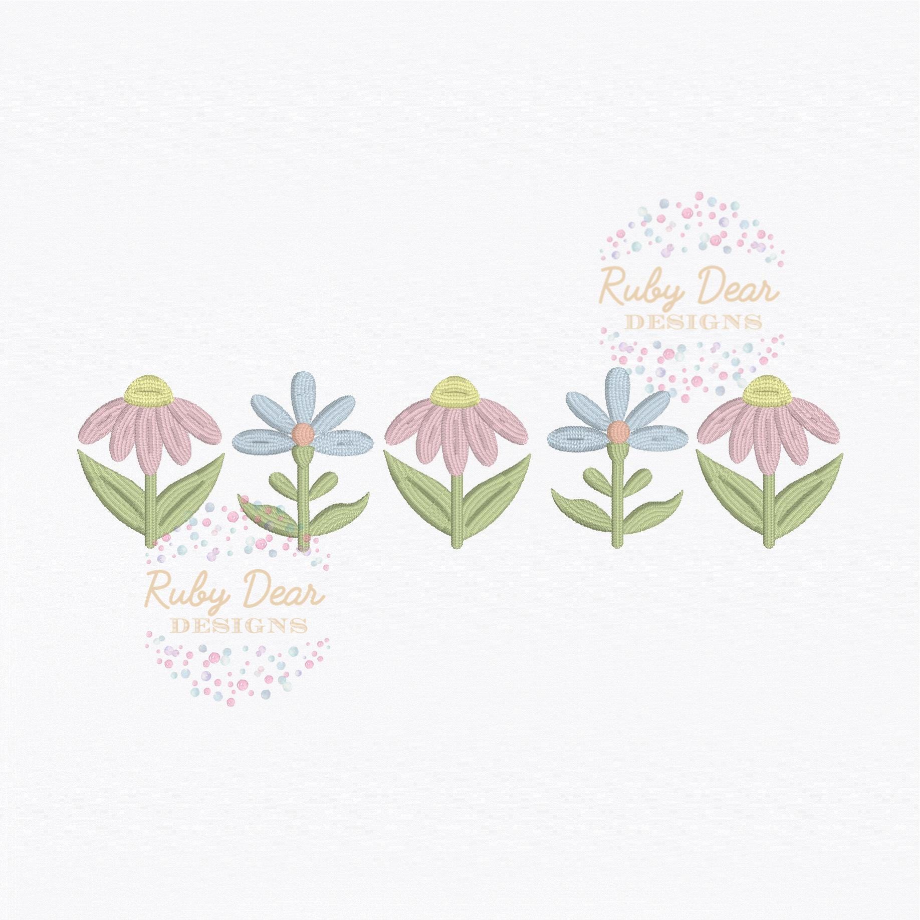 Whimsical Swedish Floral Satin Stitch Machine Embroidery Design