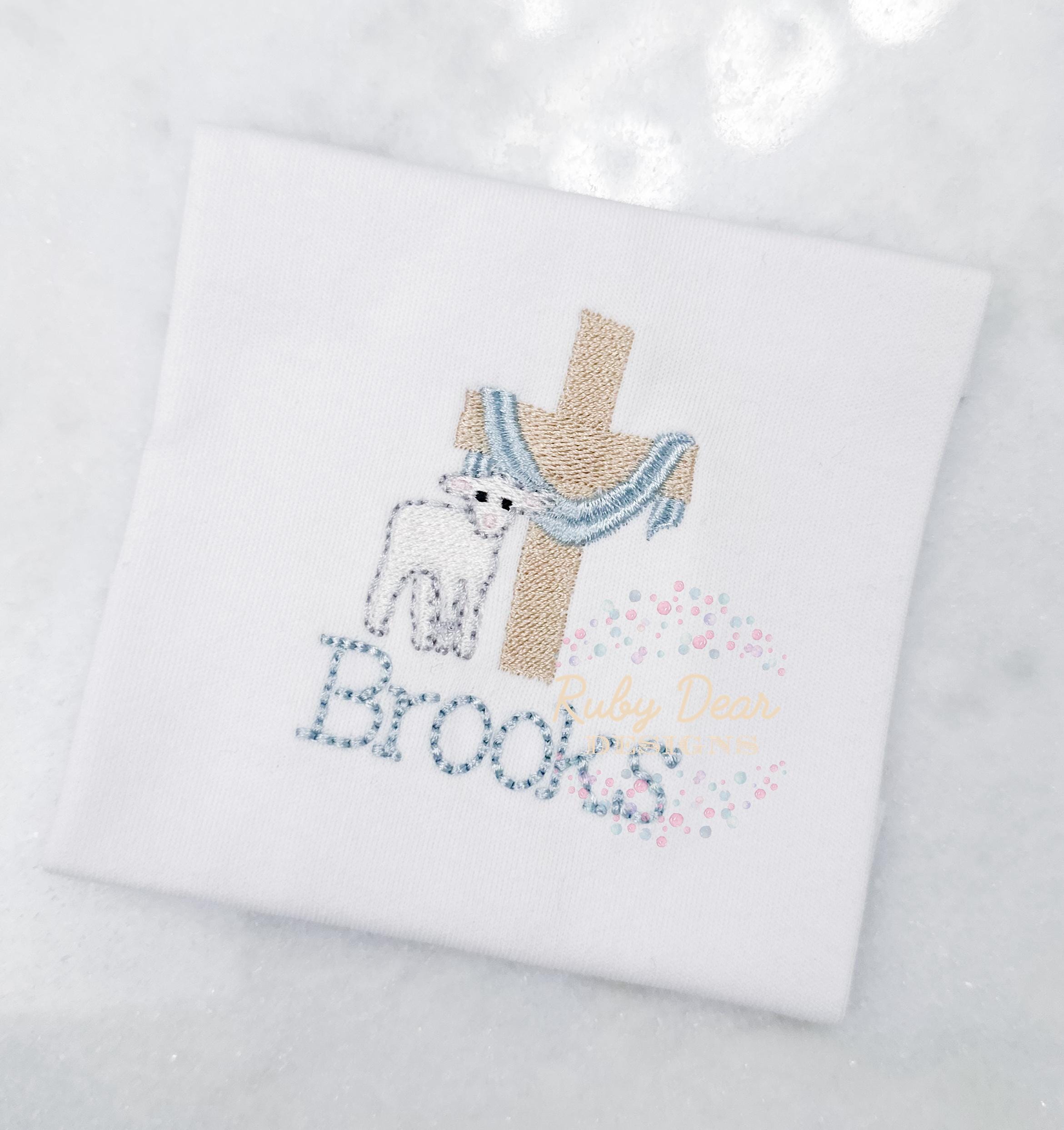 Easter Cross and Lamb Fill Stitch Machine Embroidery Design
