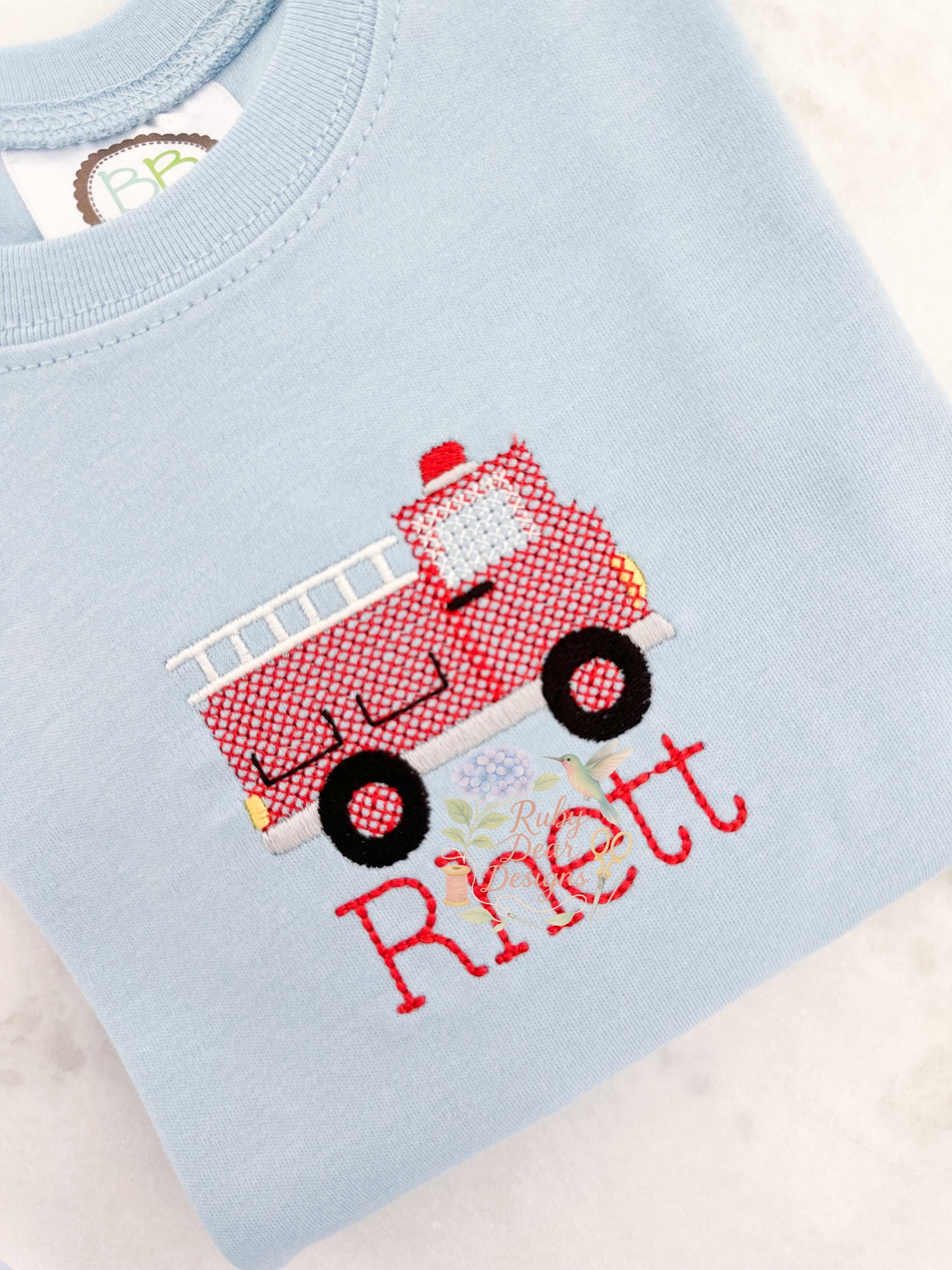 Firetruck Cross Stitch Machine Embroidery Design