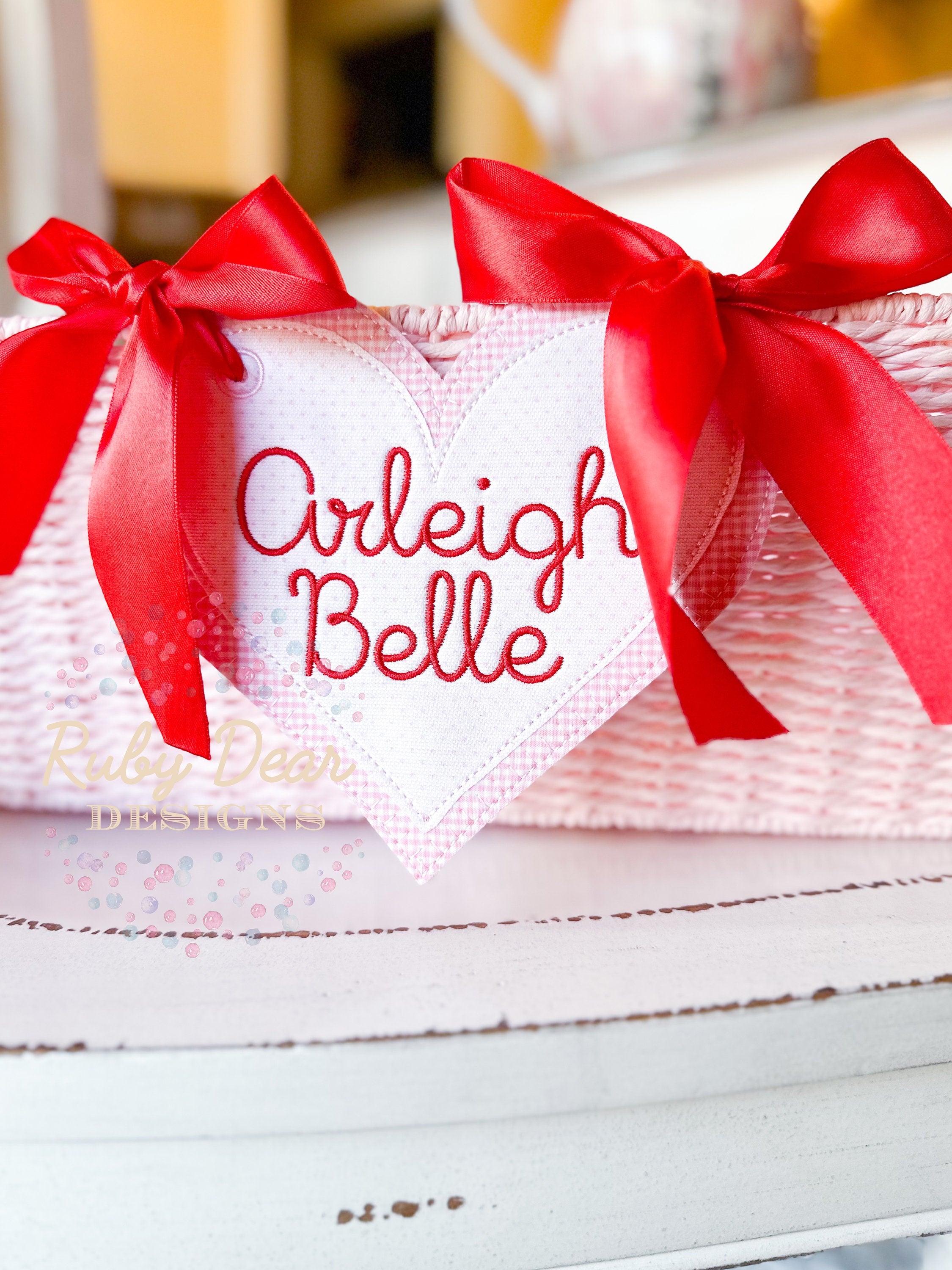 In The Hoop Valentine Heart Blanket and Bean Stitch Machine Embroidery Design