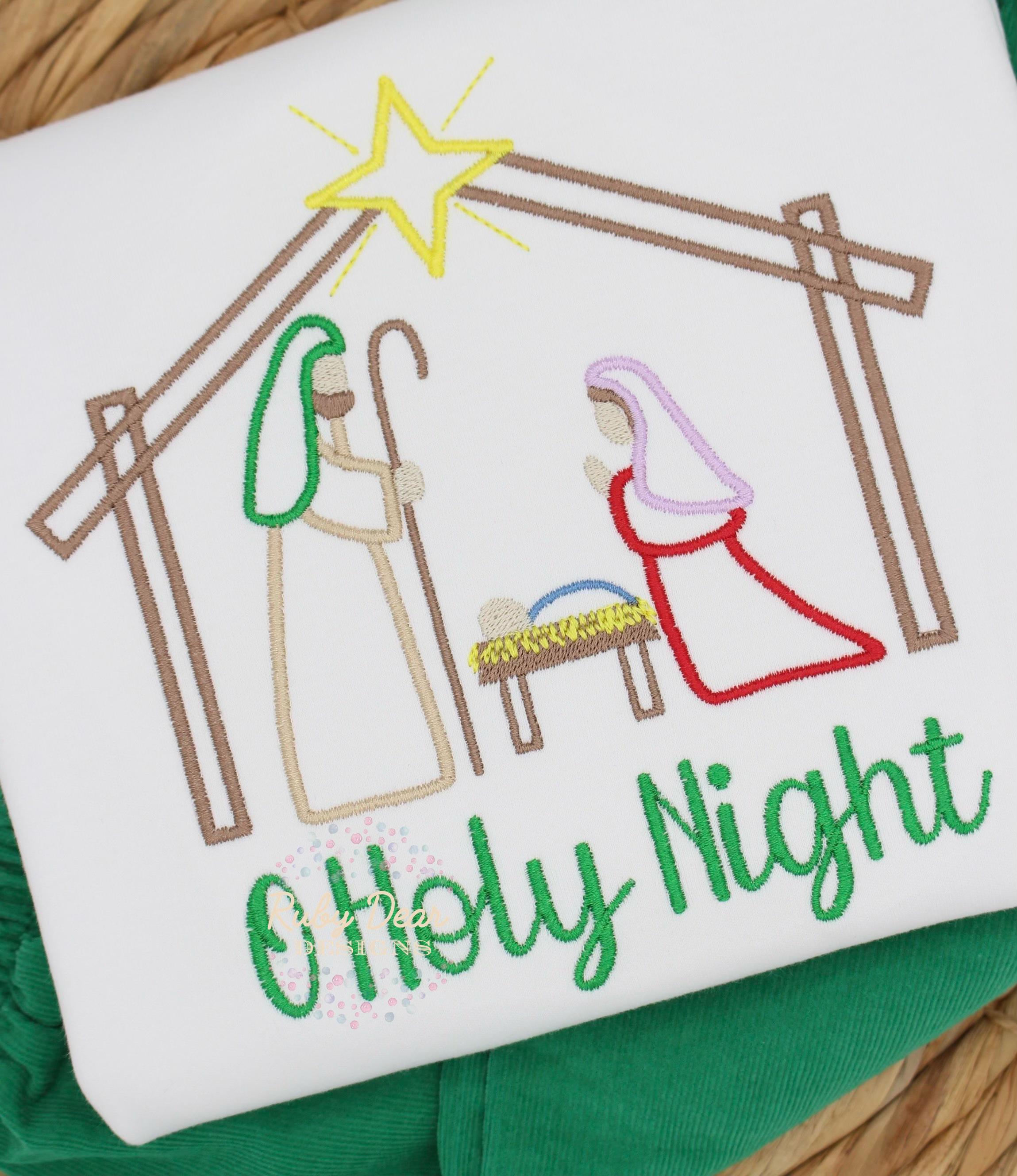 Nativity Satin Stitch Outline Machine Embroidery Design