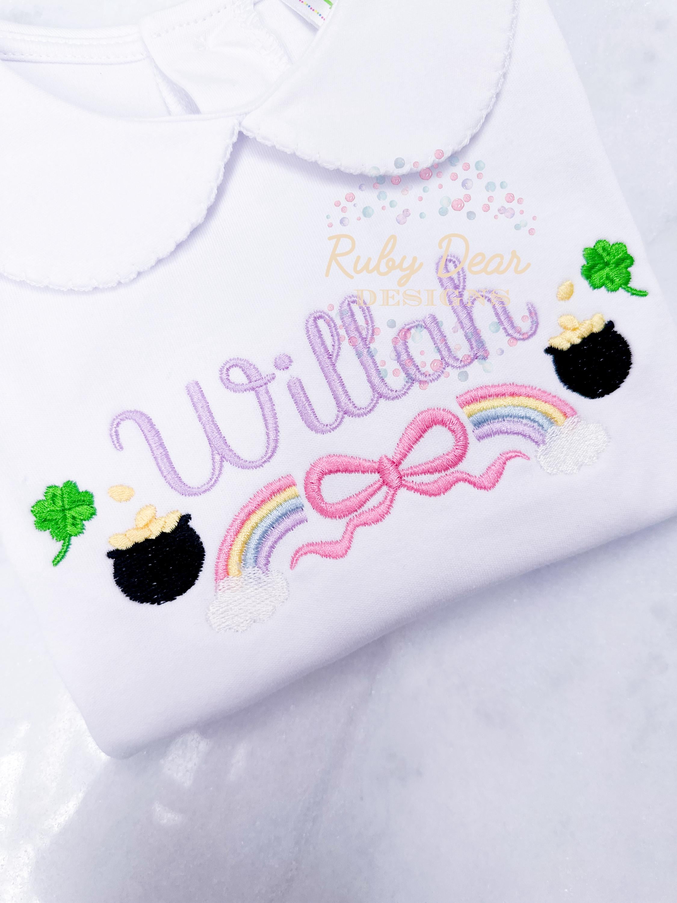 St Patrick's Bow Frame Satin and Fill Stitch Machine Embroidery Design