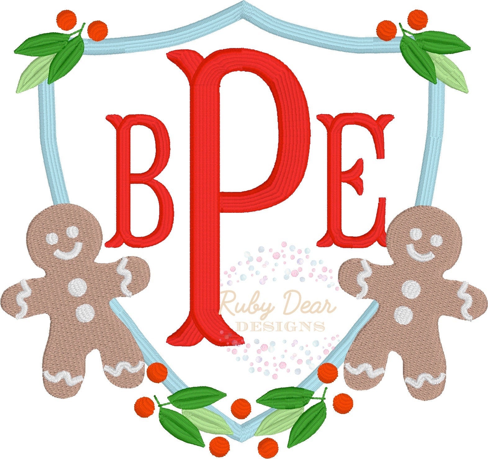 Gingerbread Boy Crest Machine Embroidery Design