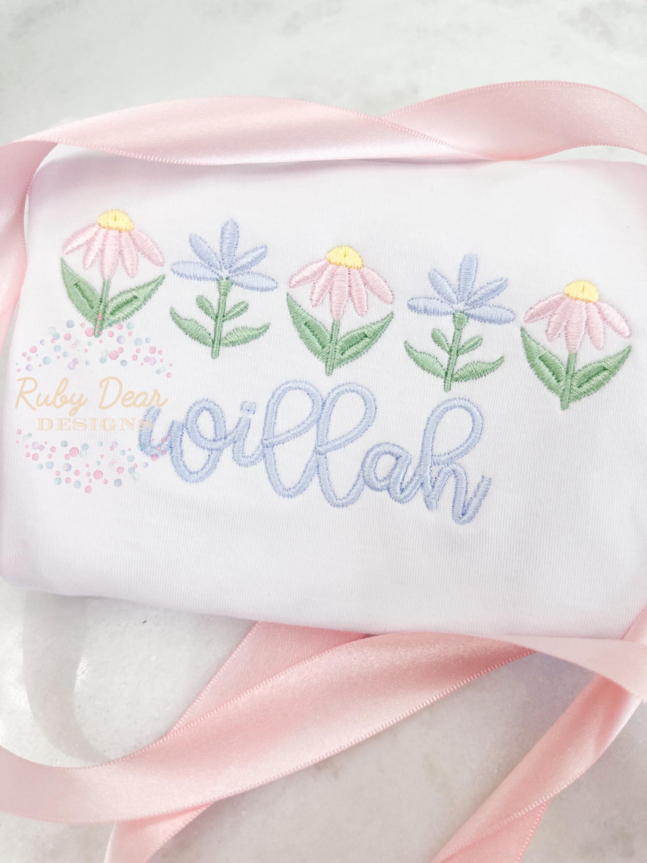 Whimsical Swedish Floral Satin Stitch Machine Embroidery Design