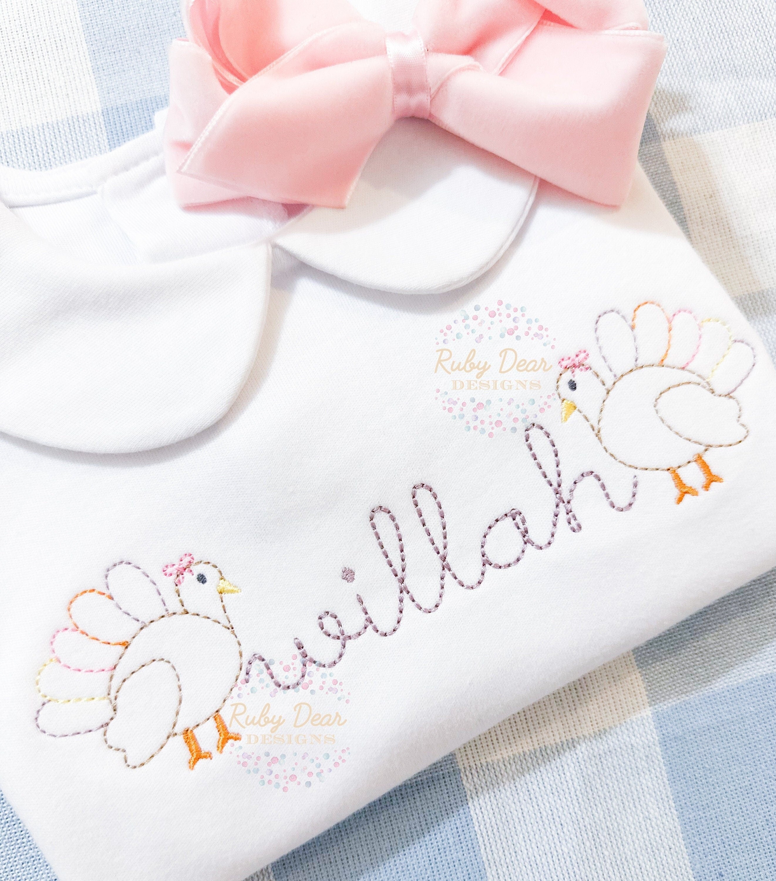 Turkey Girl Single Mini Bean Stitch Machine Embroidery Design