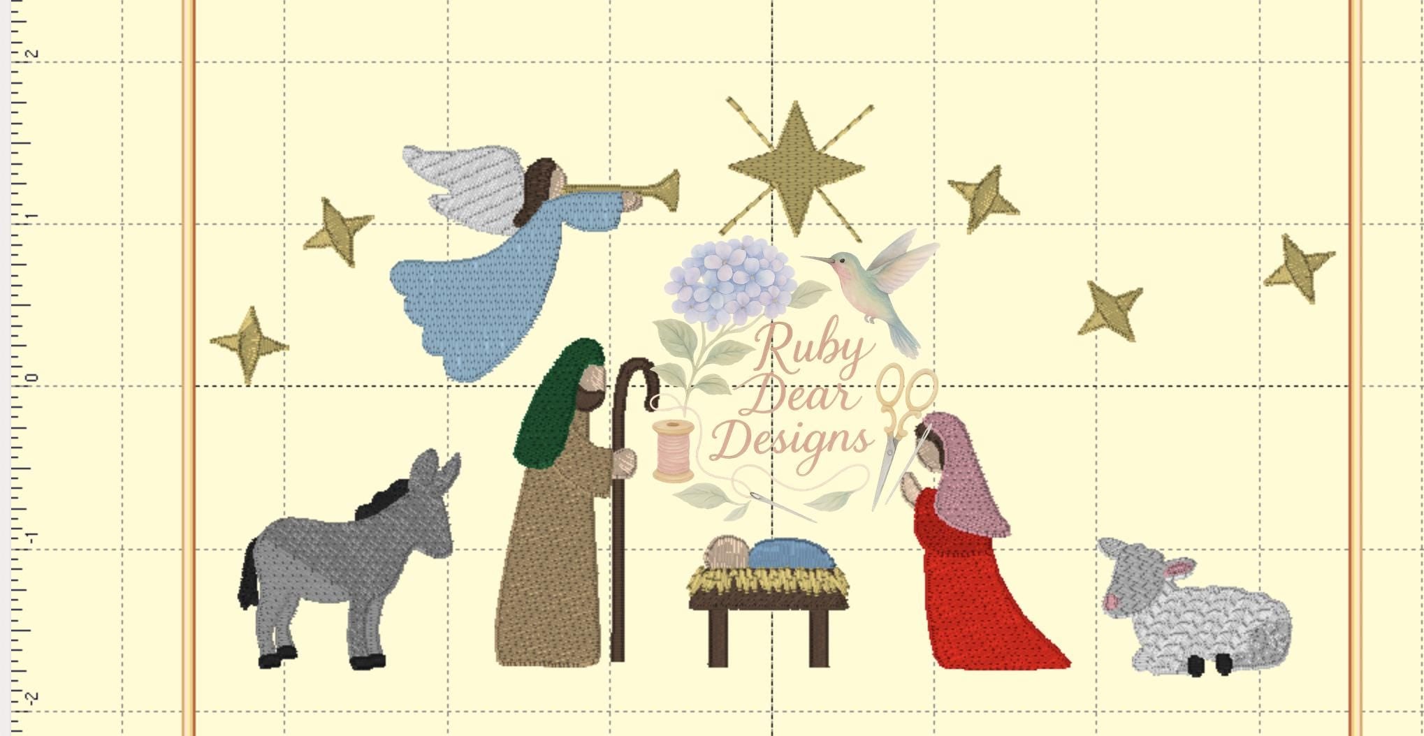 Nativity Christmas Build Your Own Mini Set Fill and Satin Stitch Machine Embroidery Design