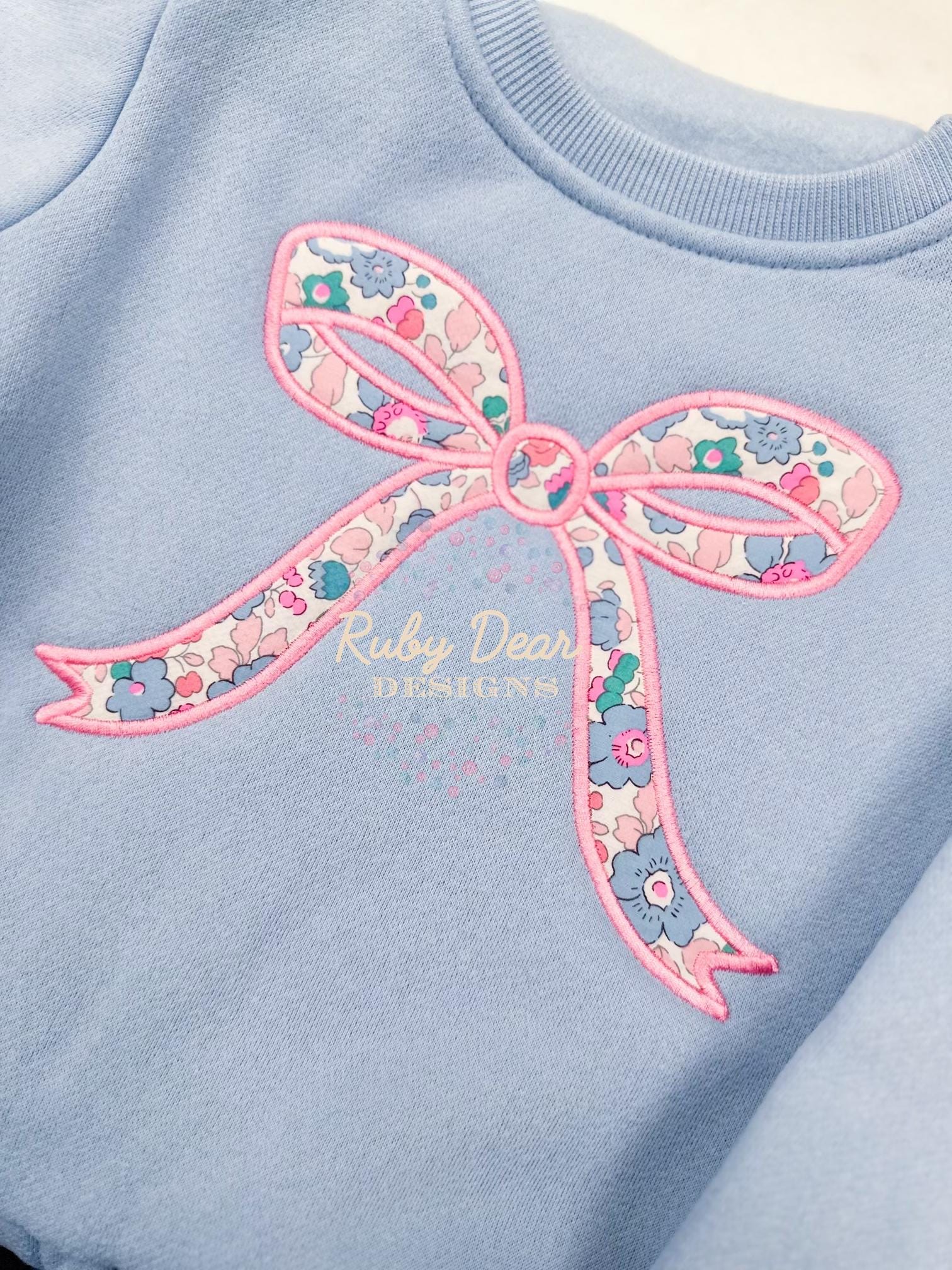 Bow Girly Applique Satin Stitch Machine Embroidery Design