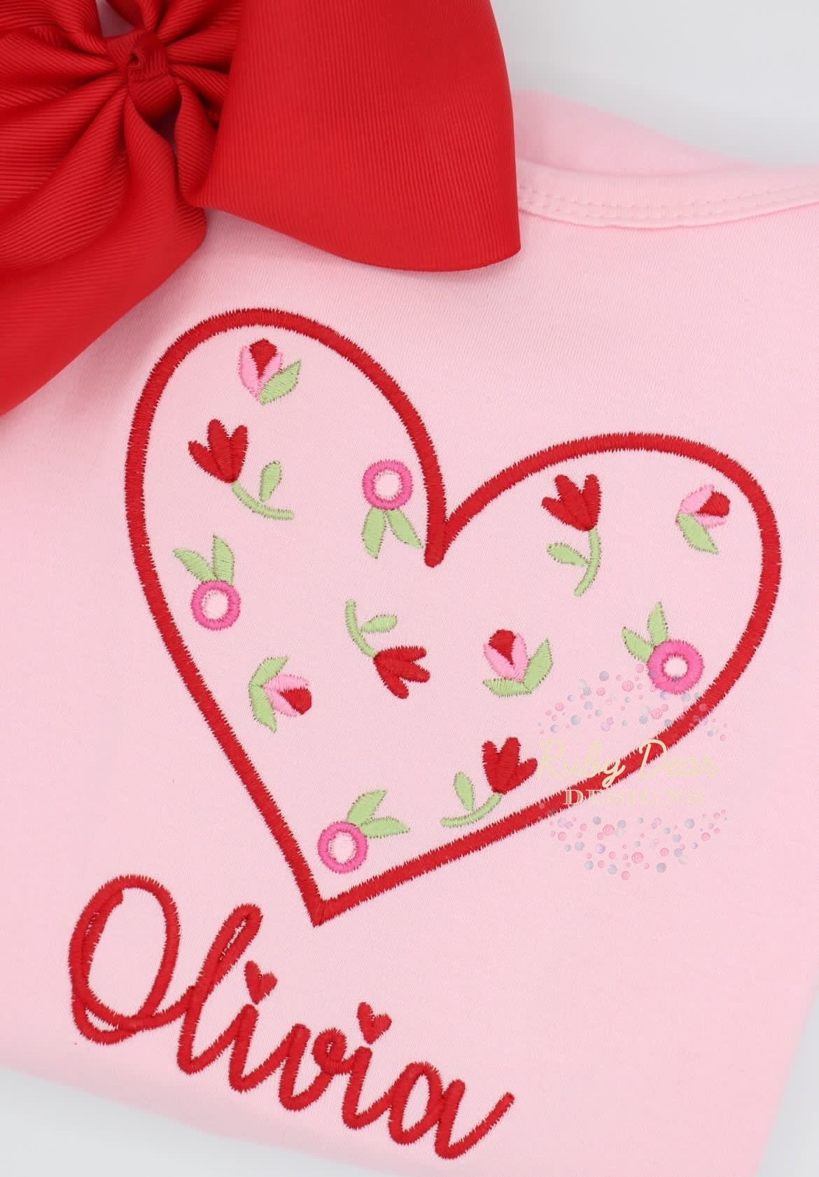 Valentine Floral Heart Satin Stitch Machine Embroidery Design